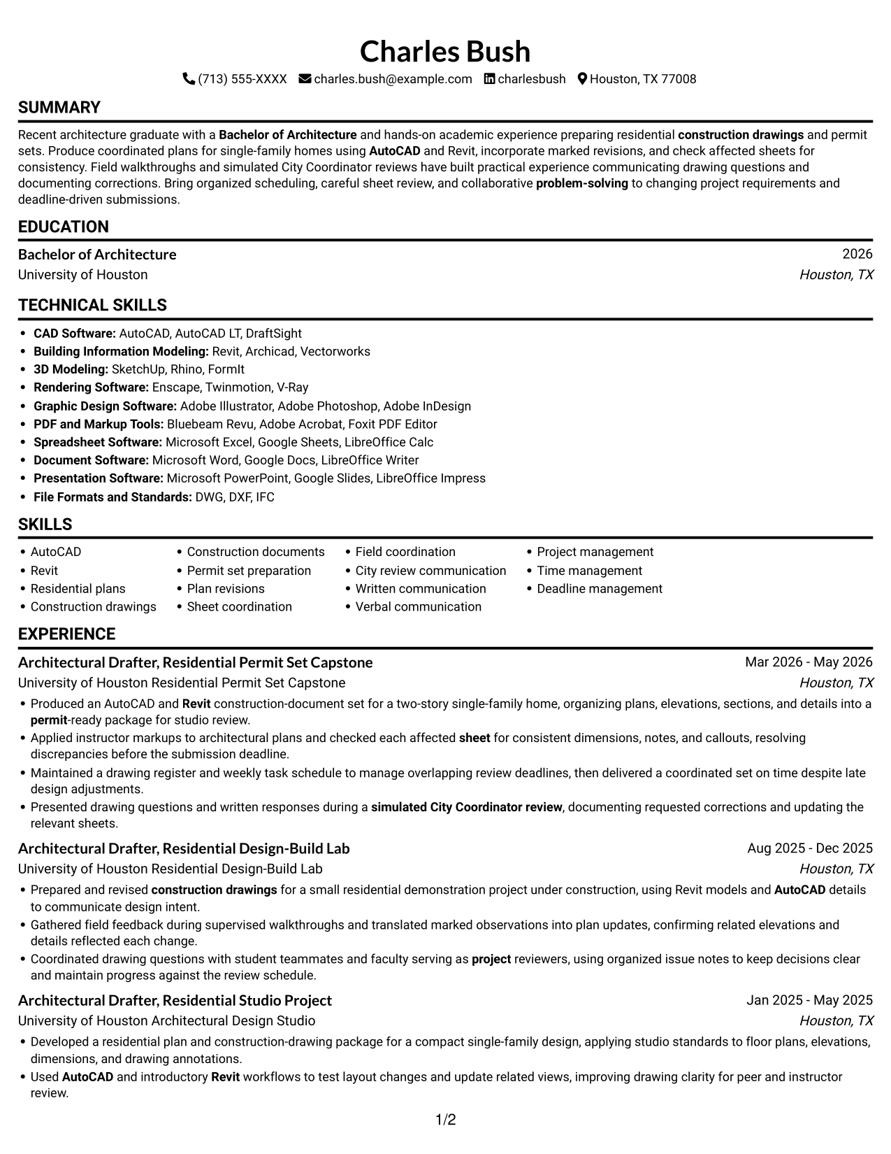 Resume example — page 1