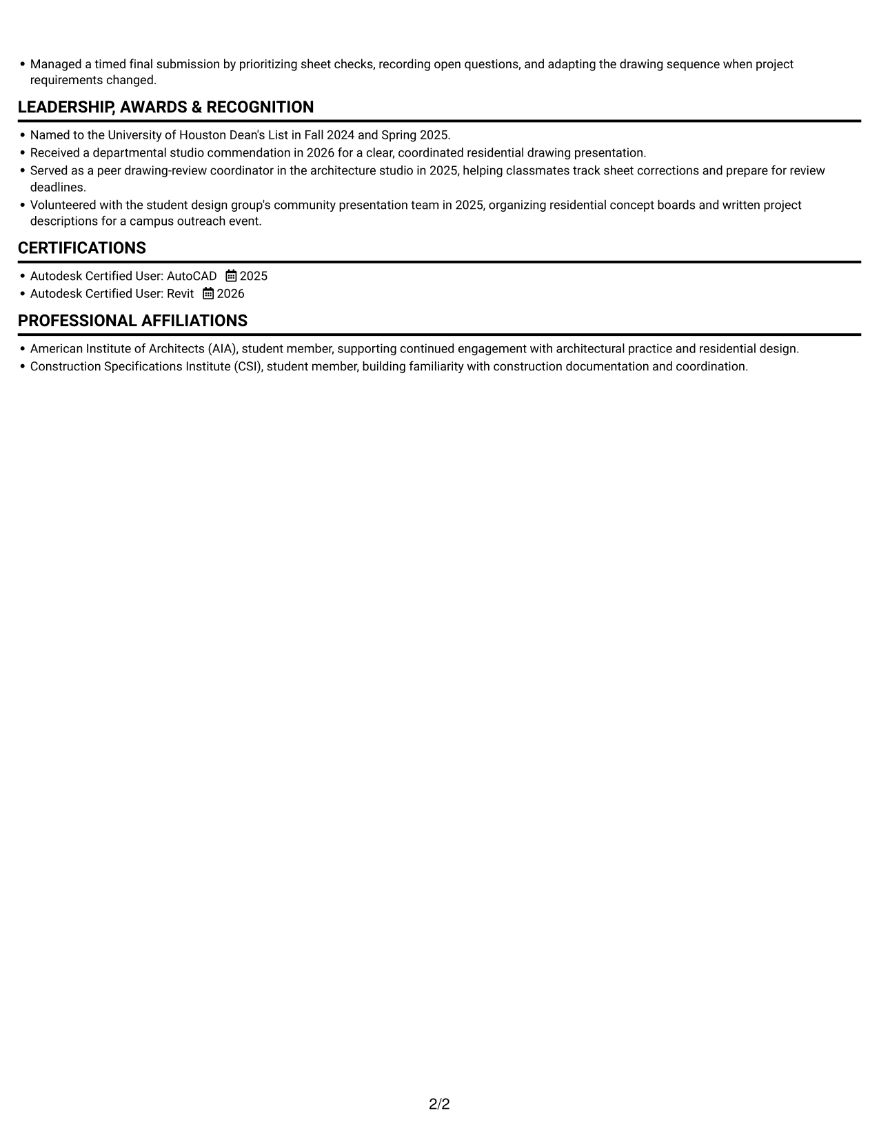 Resume example — page 2