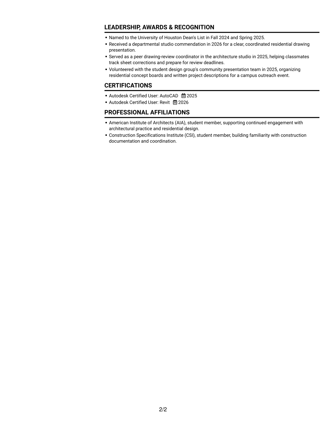 Resume example — page 2