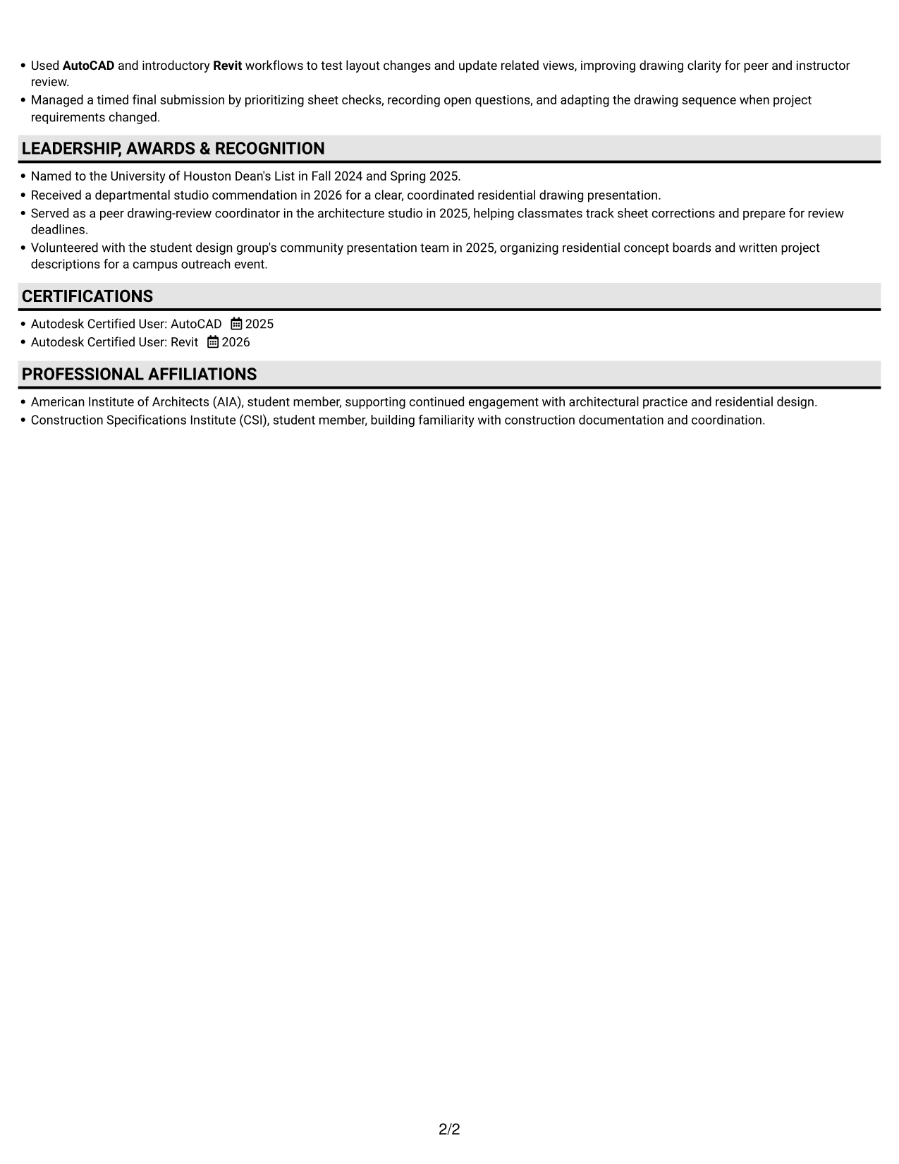 Resume example — page 2