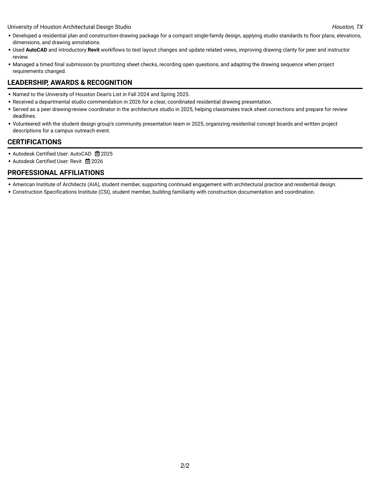 Resume example — page 2