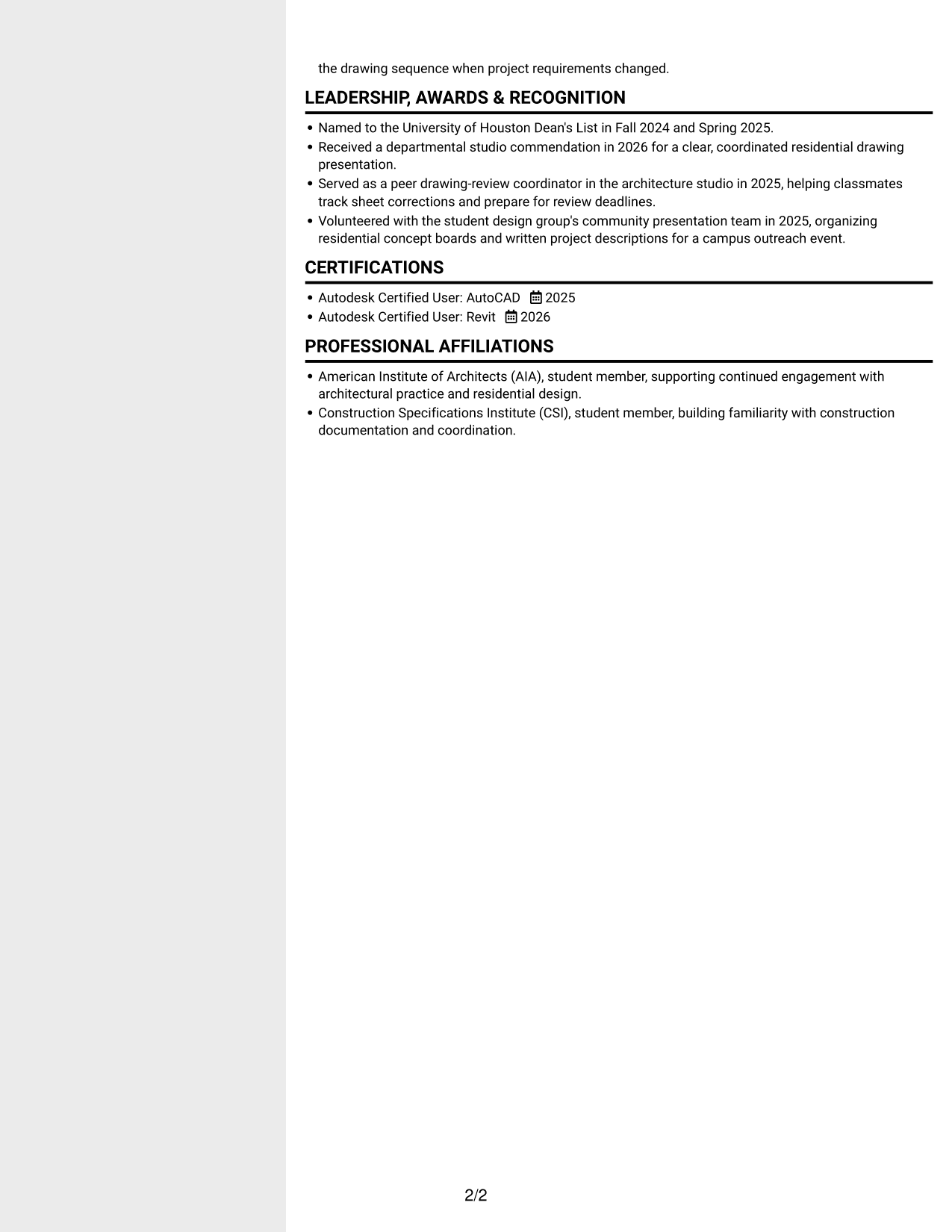 Resume example — page 2