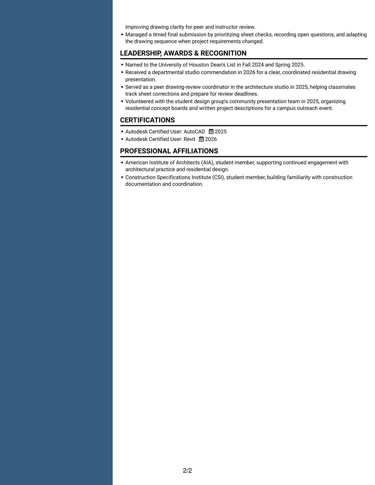 Resume example — page 2