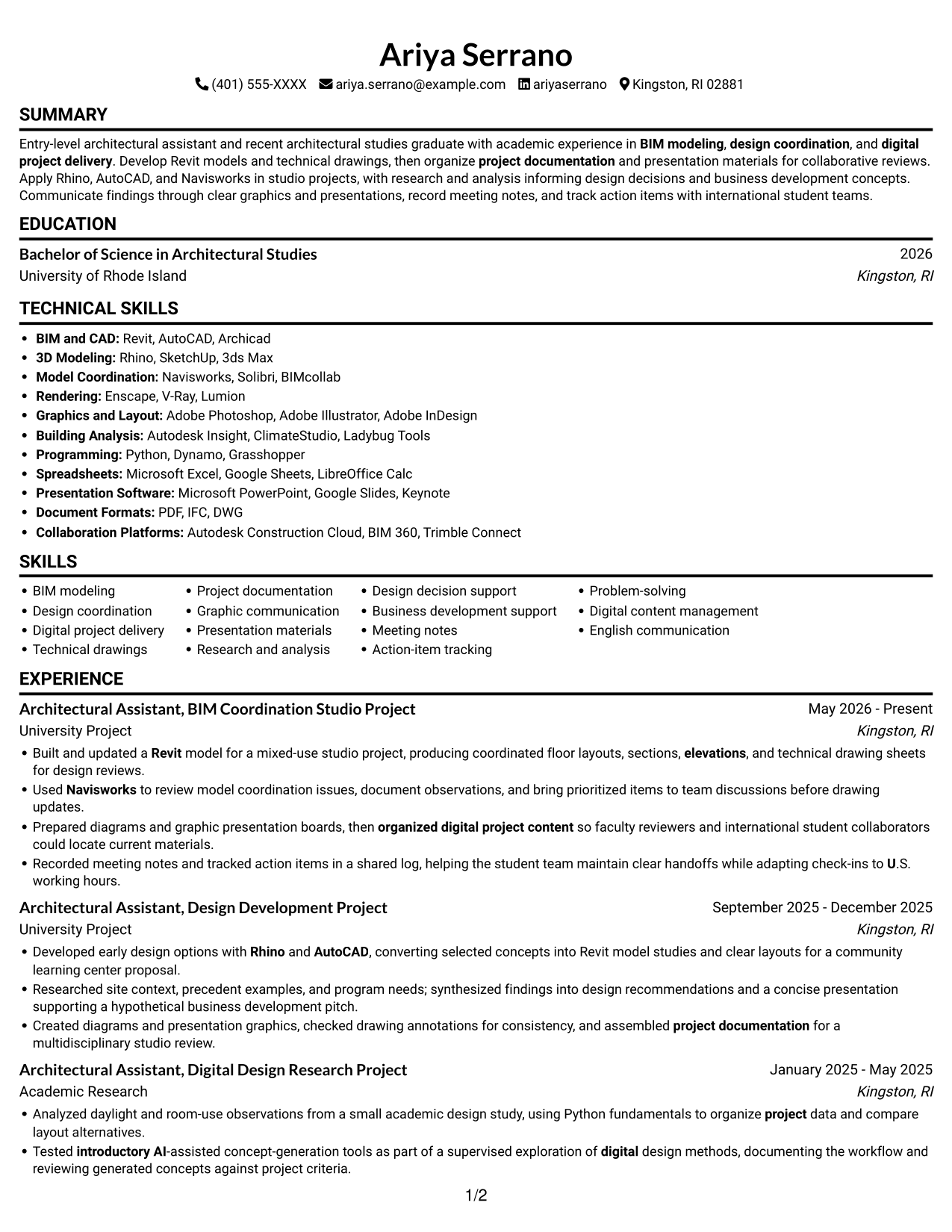 Resume example — page 1