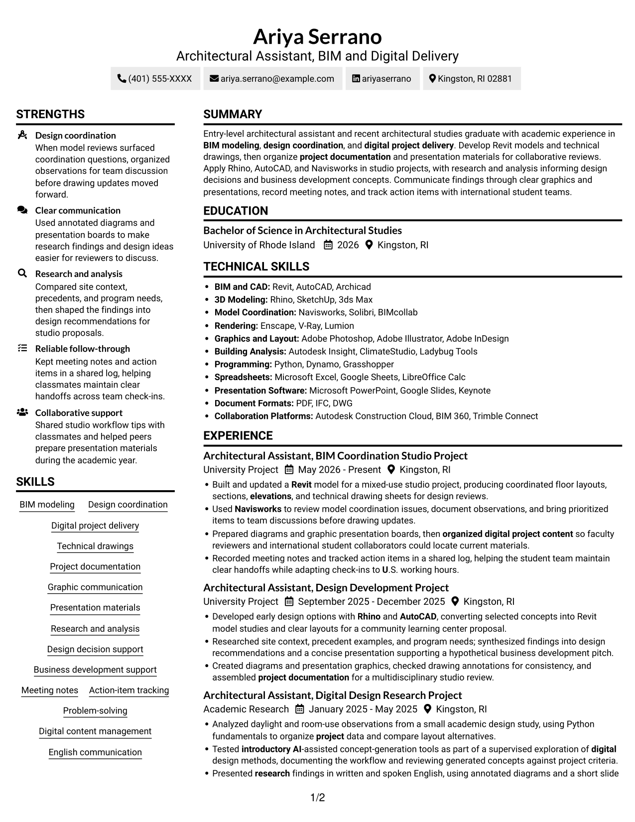 Resume example — page 1