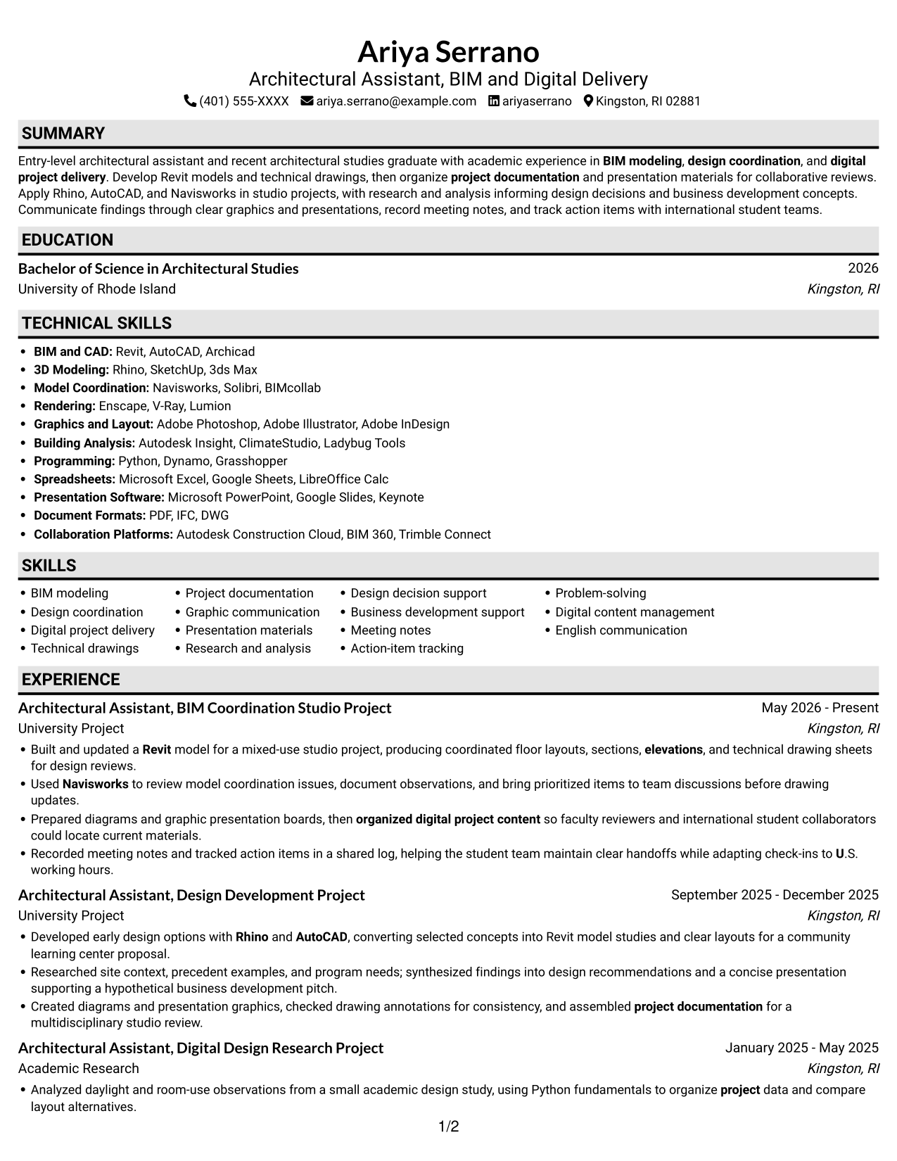 Resume example — page 1
