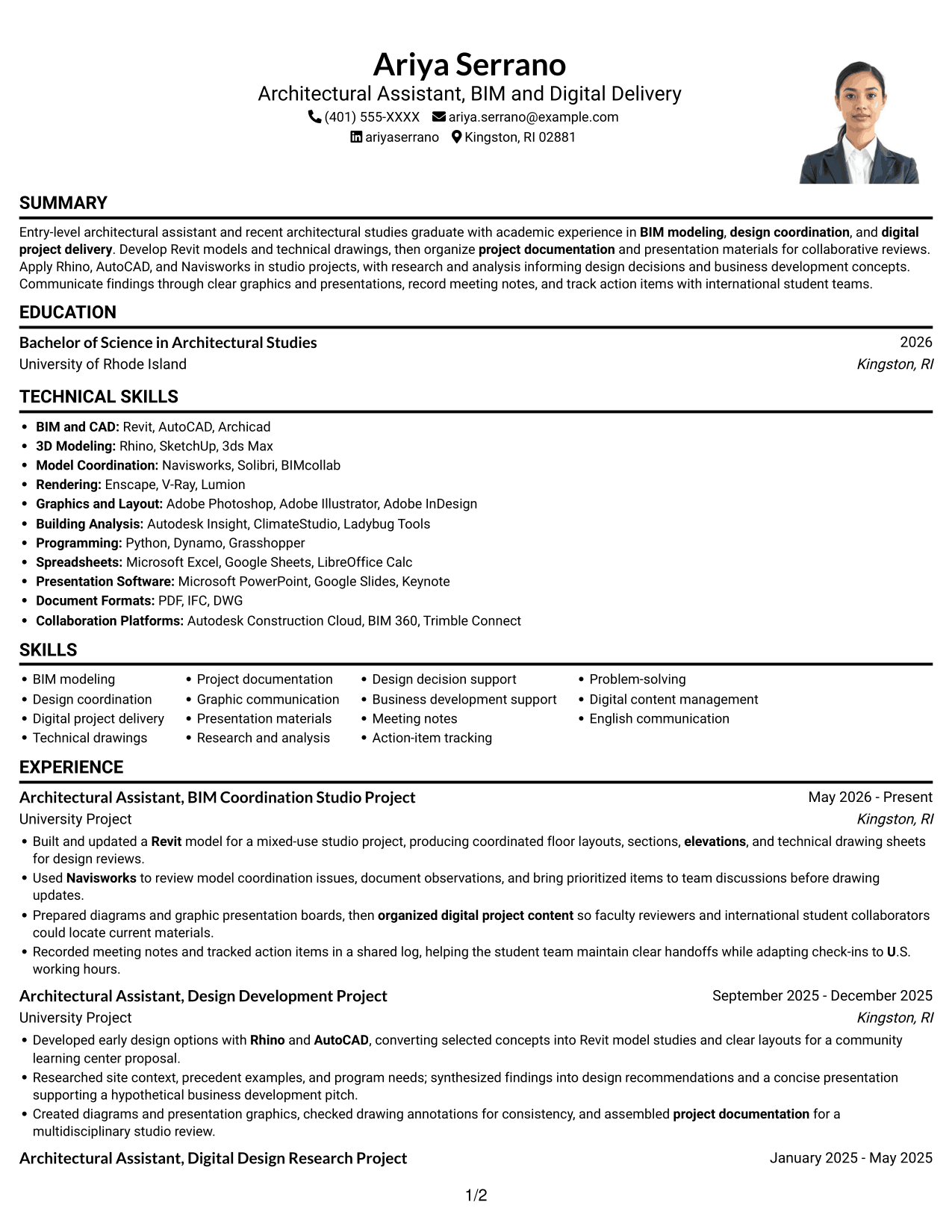 Resume example — page 1
