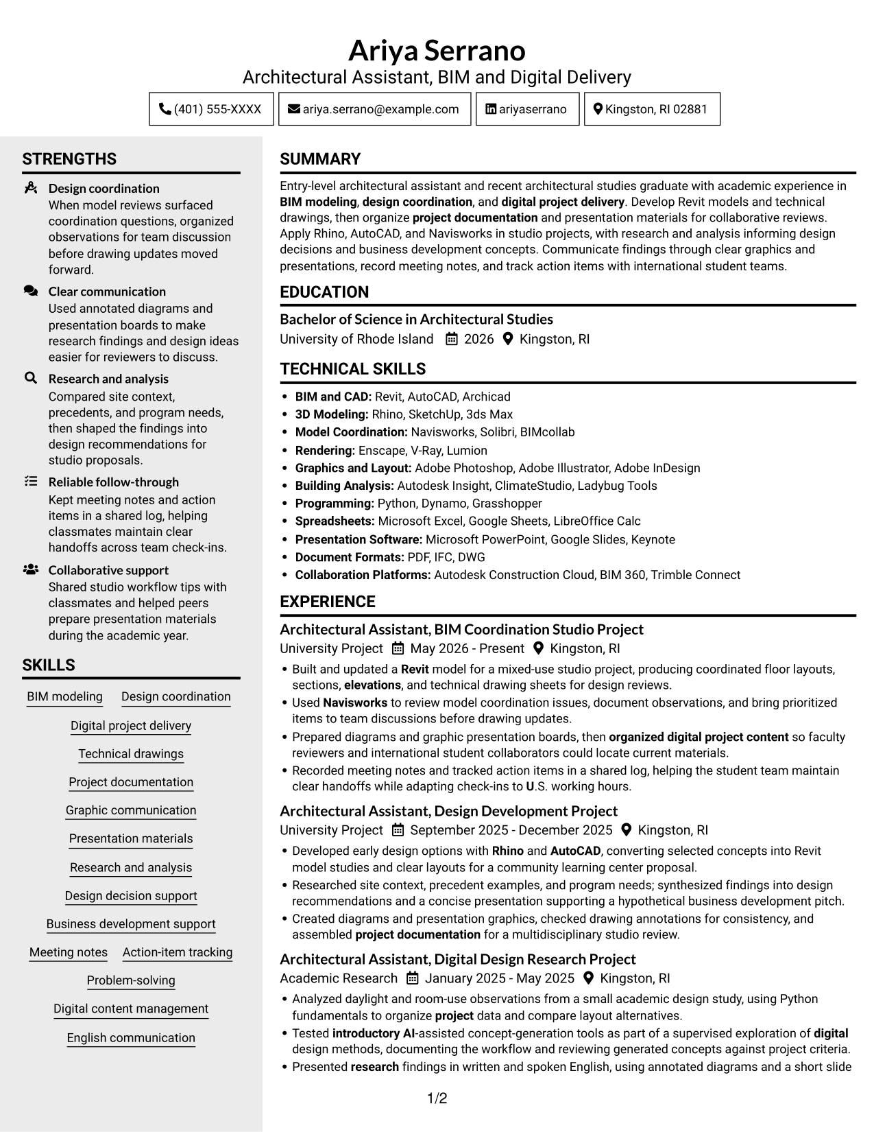 Resume example — page 1