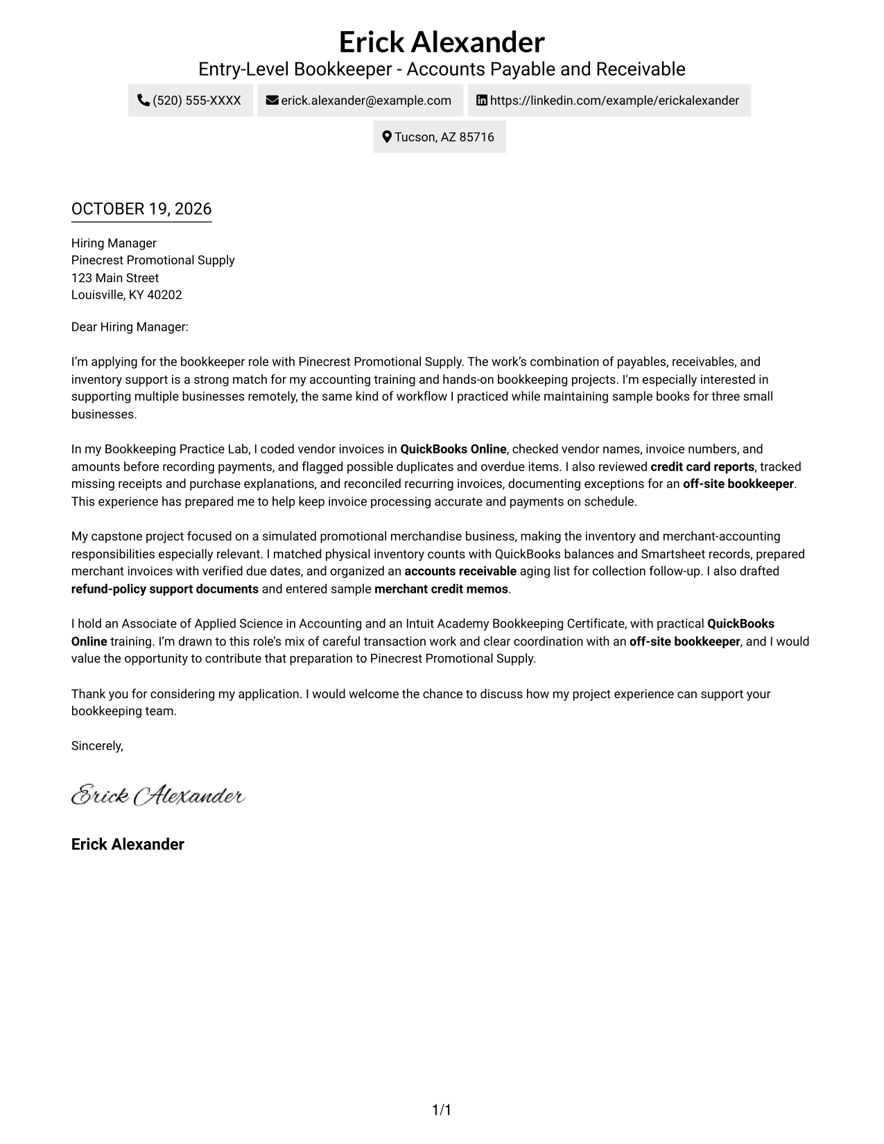 Cover letter example — page 1