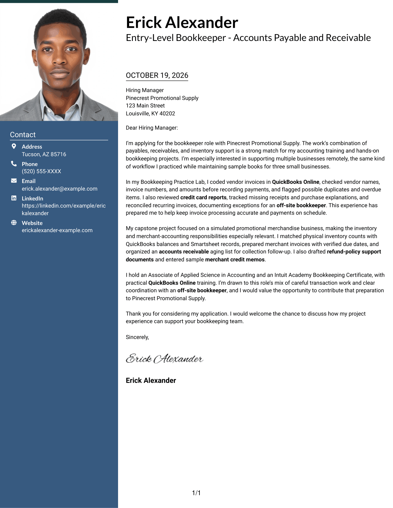 Cover letter example — page 1