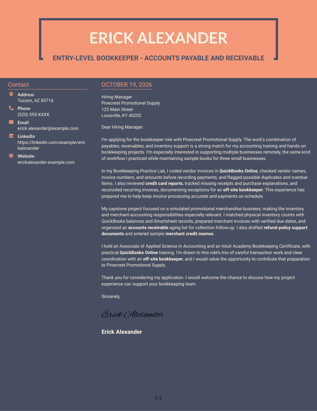Cover letter example — page 1