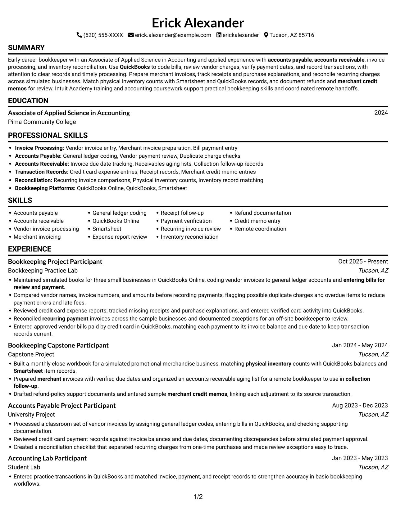 Resume example — page 1