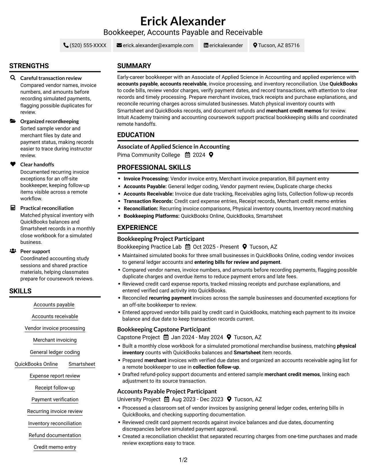 Resume example — page 1