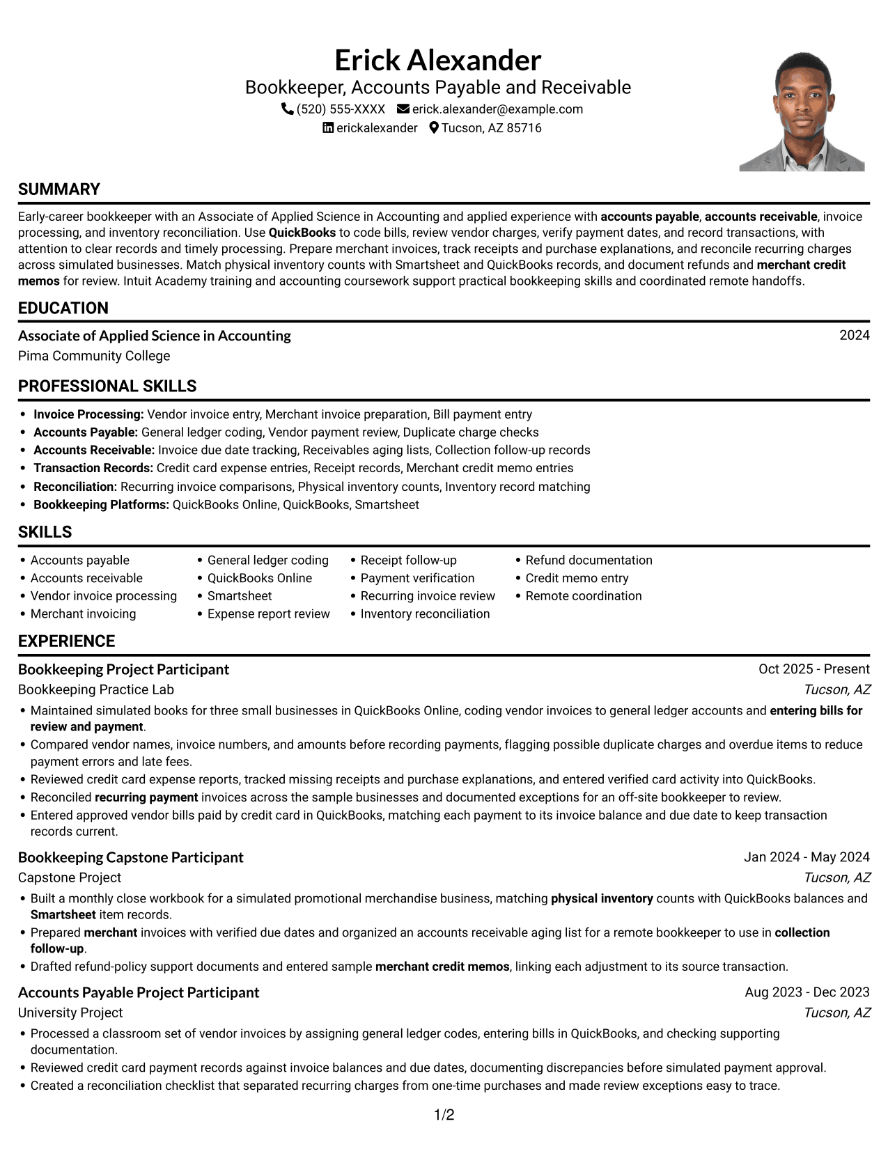Resume example — page 1
