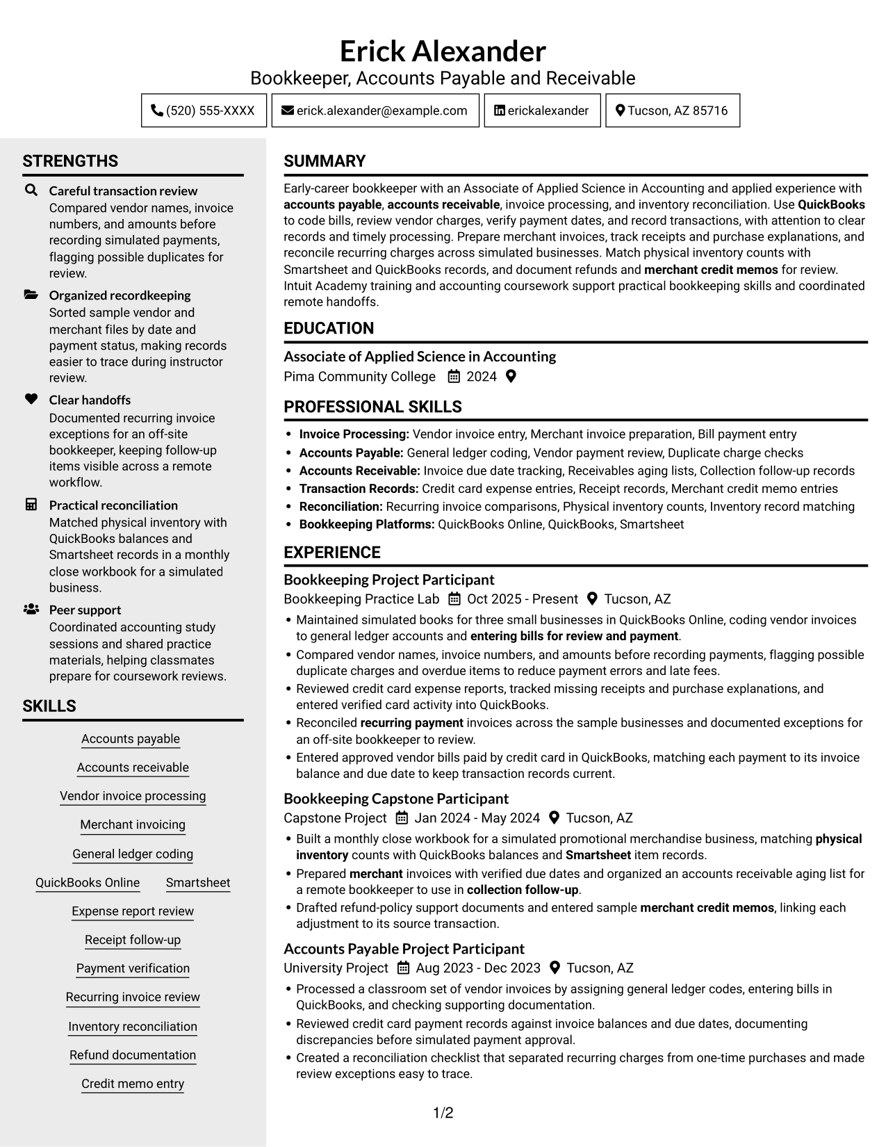 Resume example — page 1