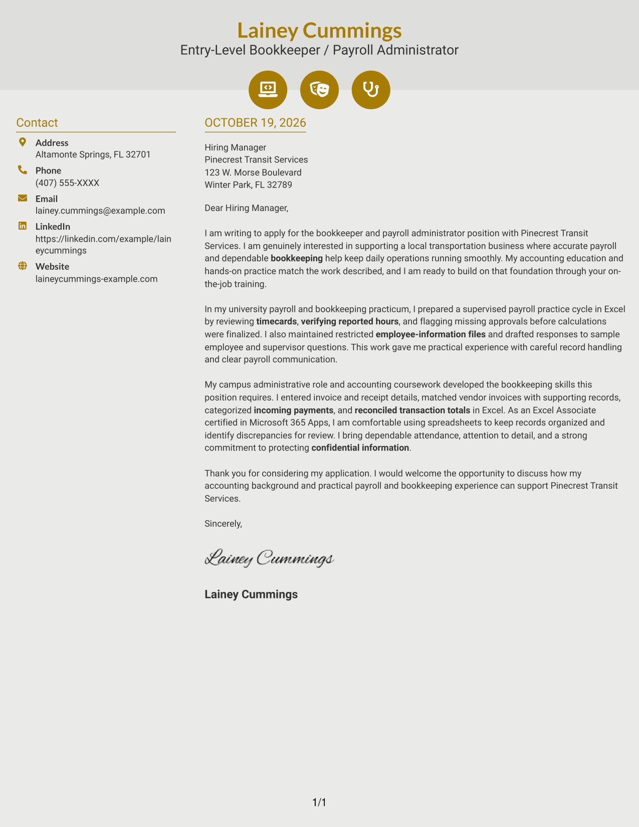 Cover letter example — page 1