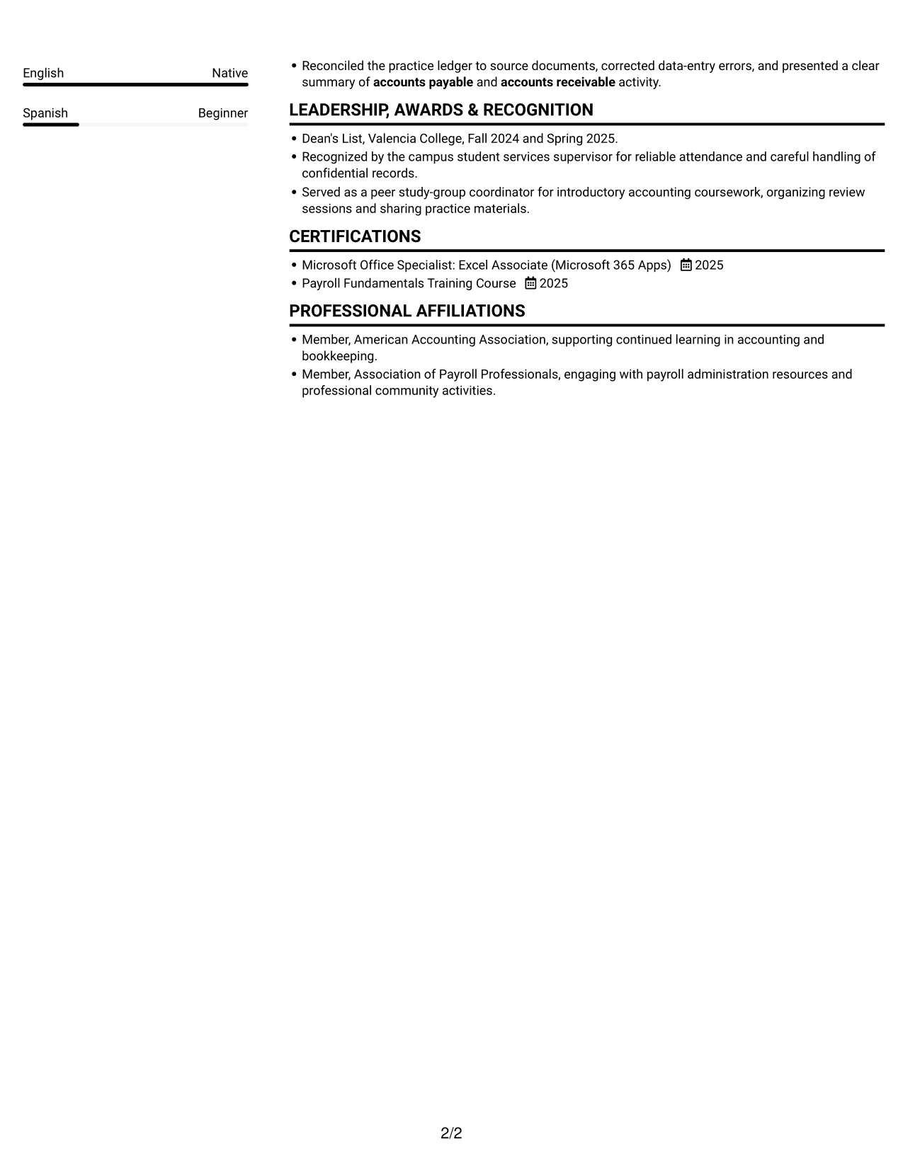 Resume example — page 2