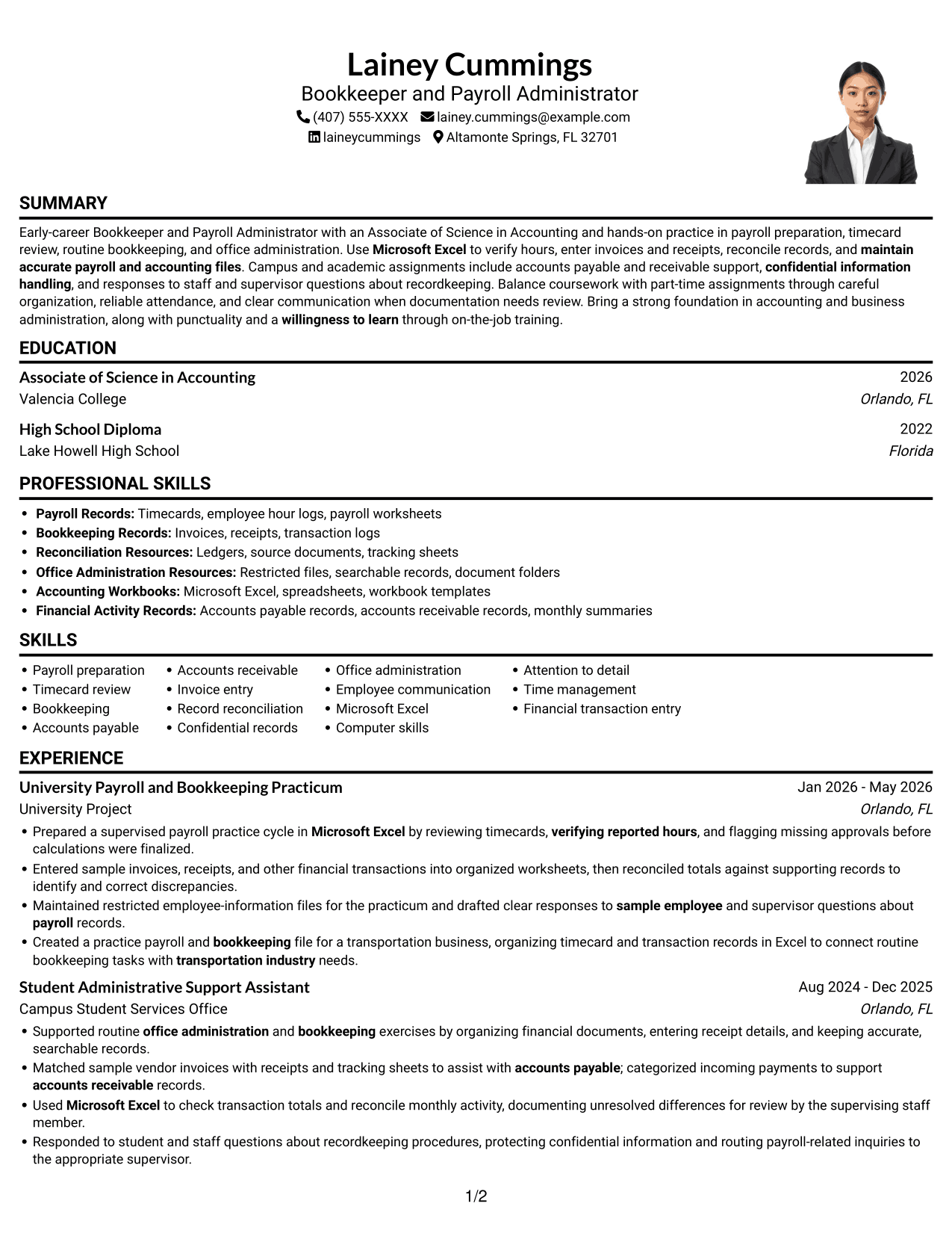 Resume example — page 1