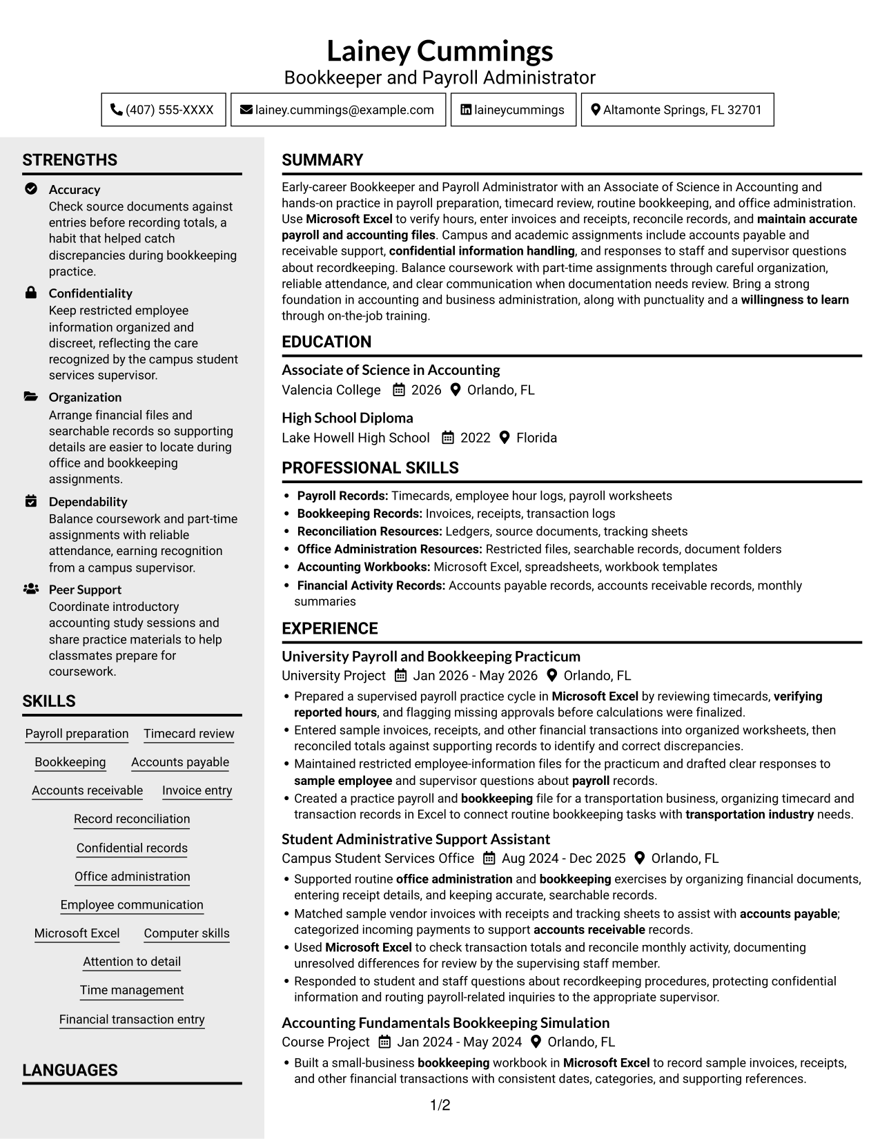 Resume example — page 1