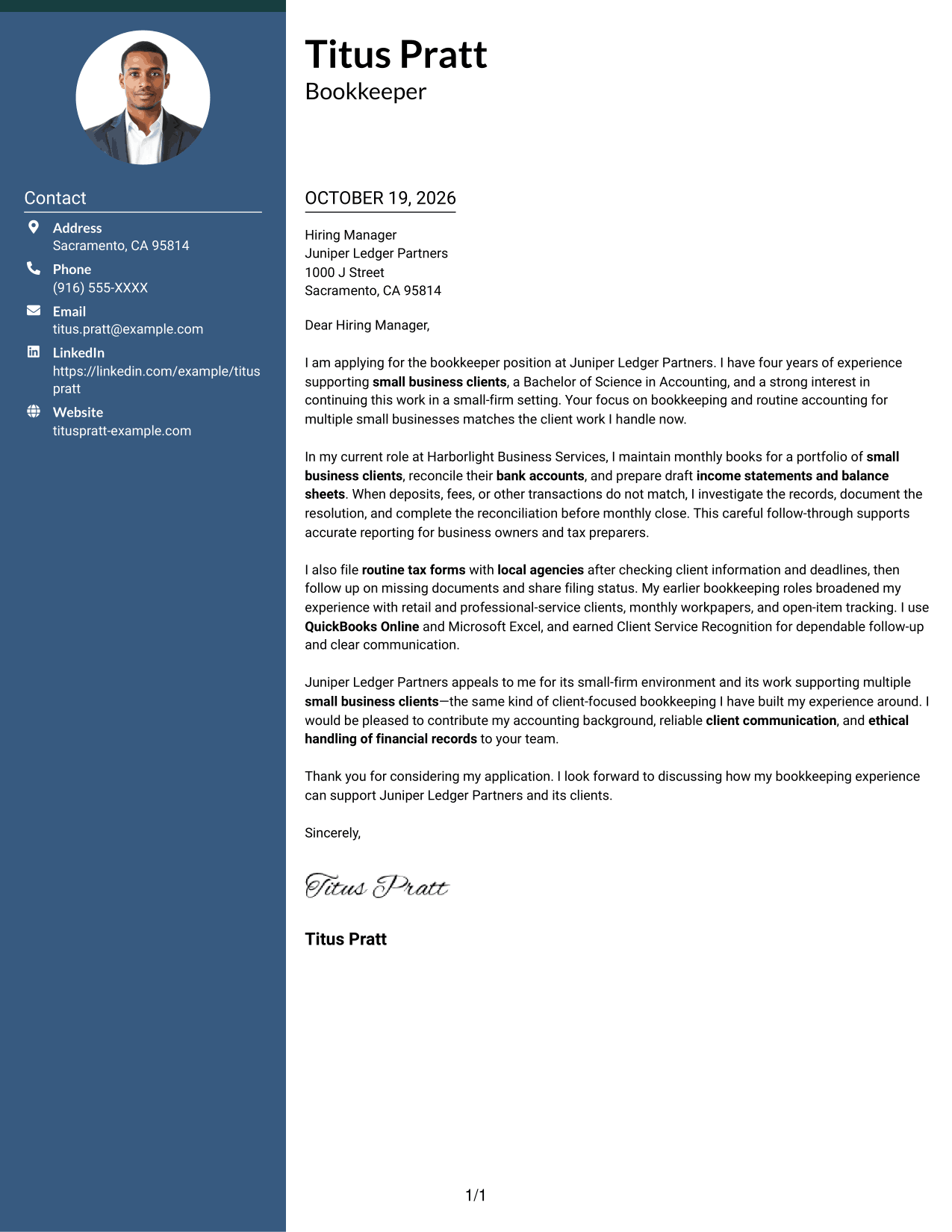 Cover letter example — page 1