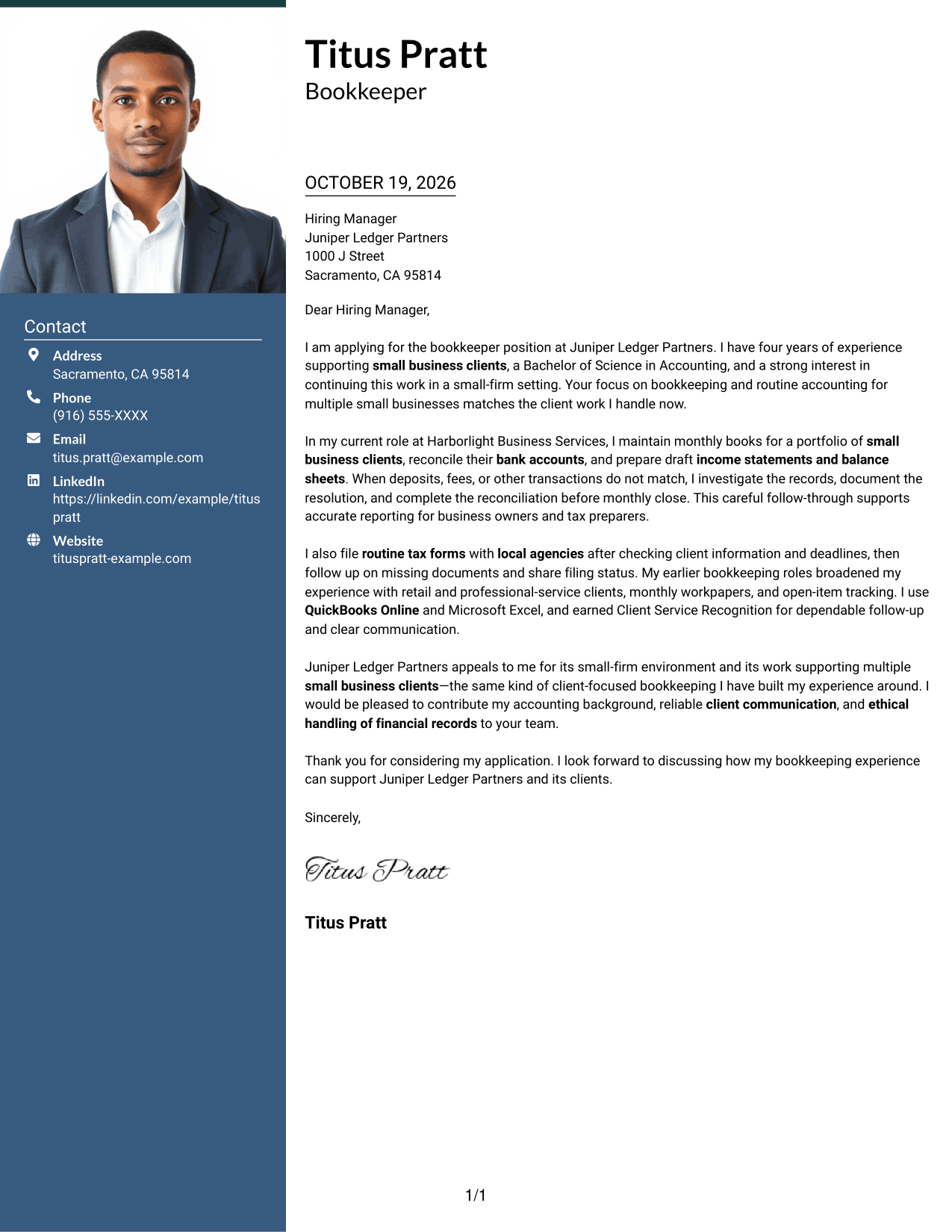 Cover letter example — page 1