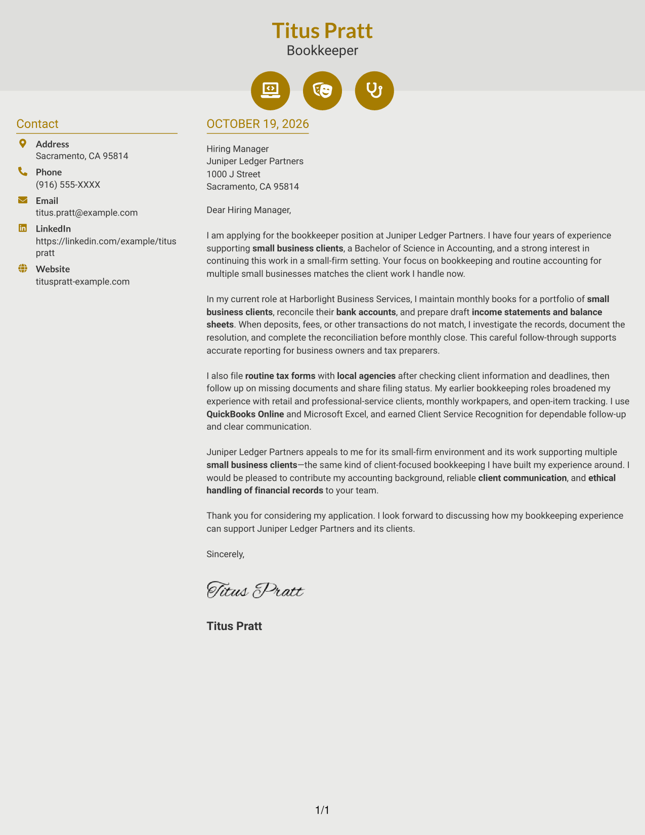 Cover letter example — page 1