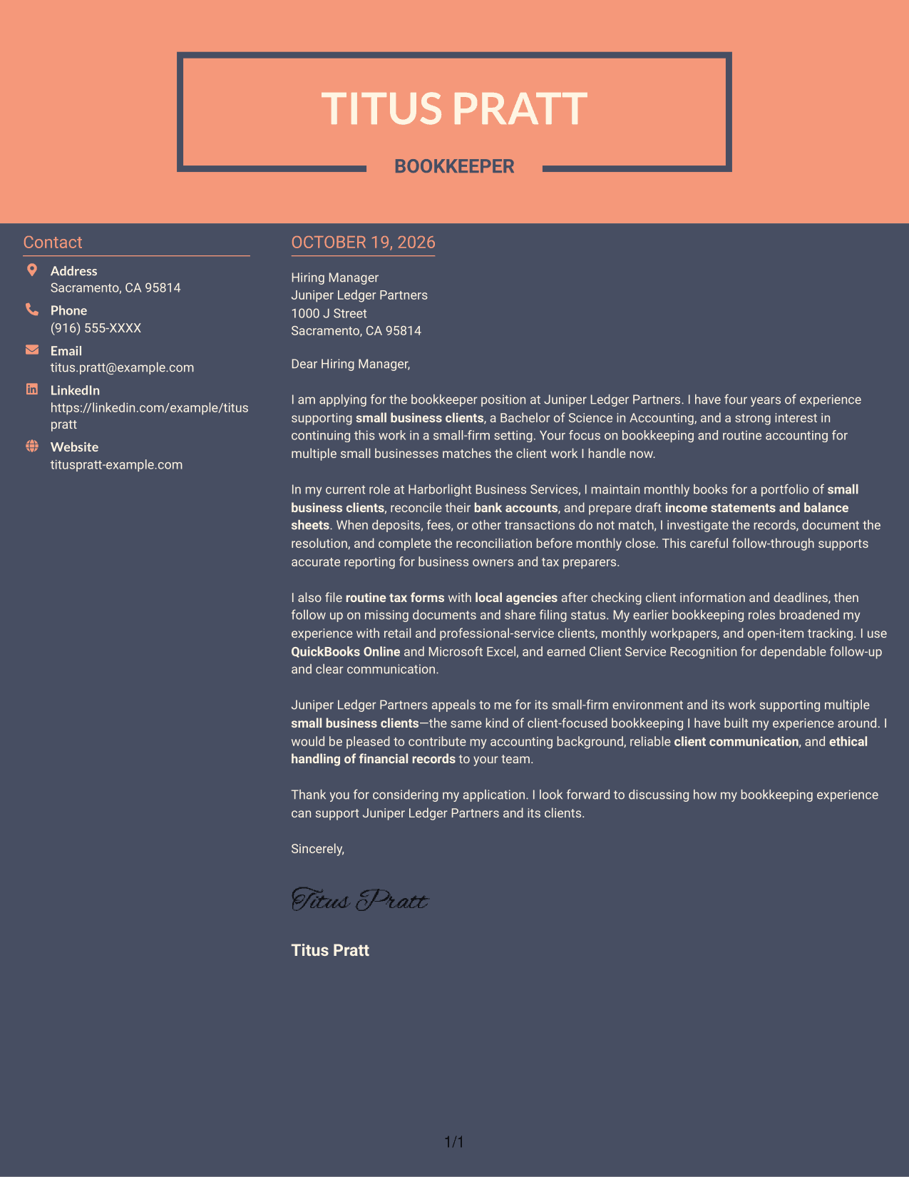 Cover letter example — page 1