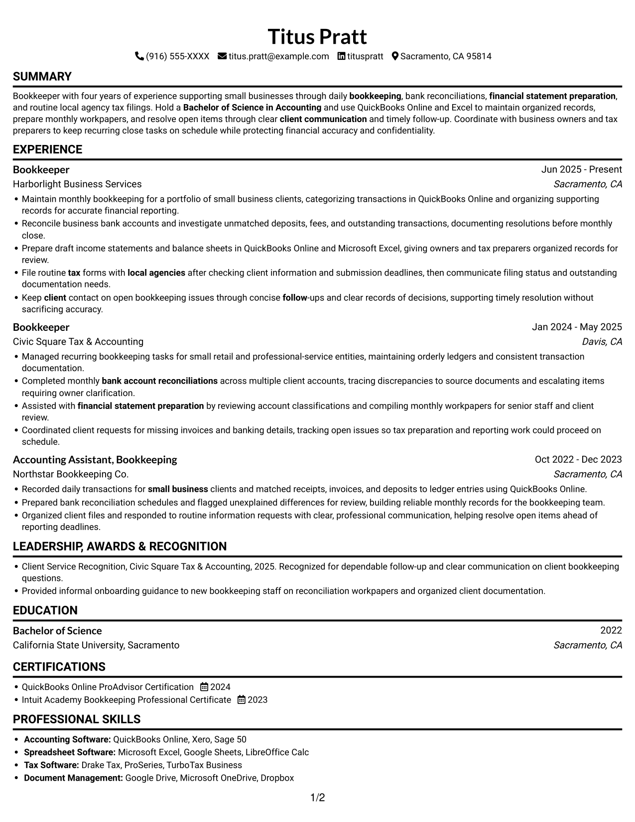 Resume example — page 1