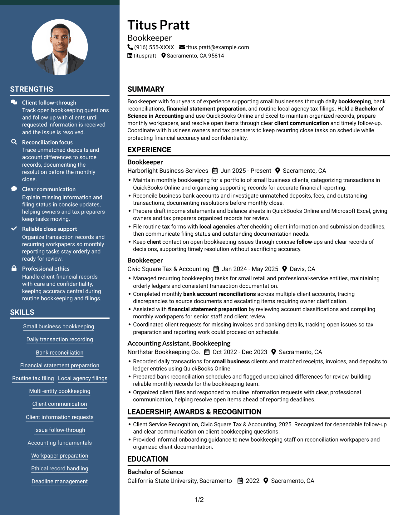 Resume example — page 1