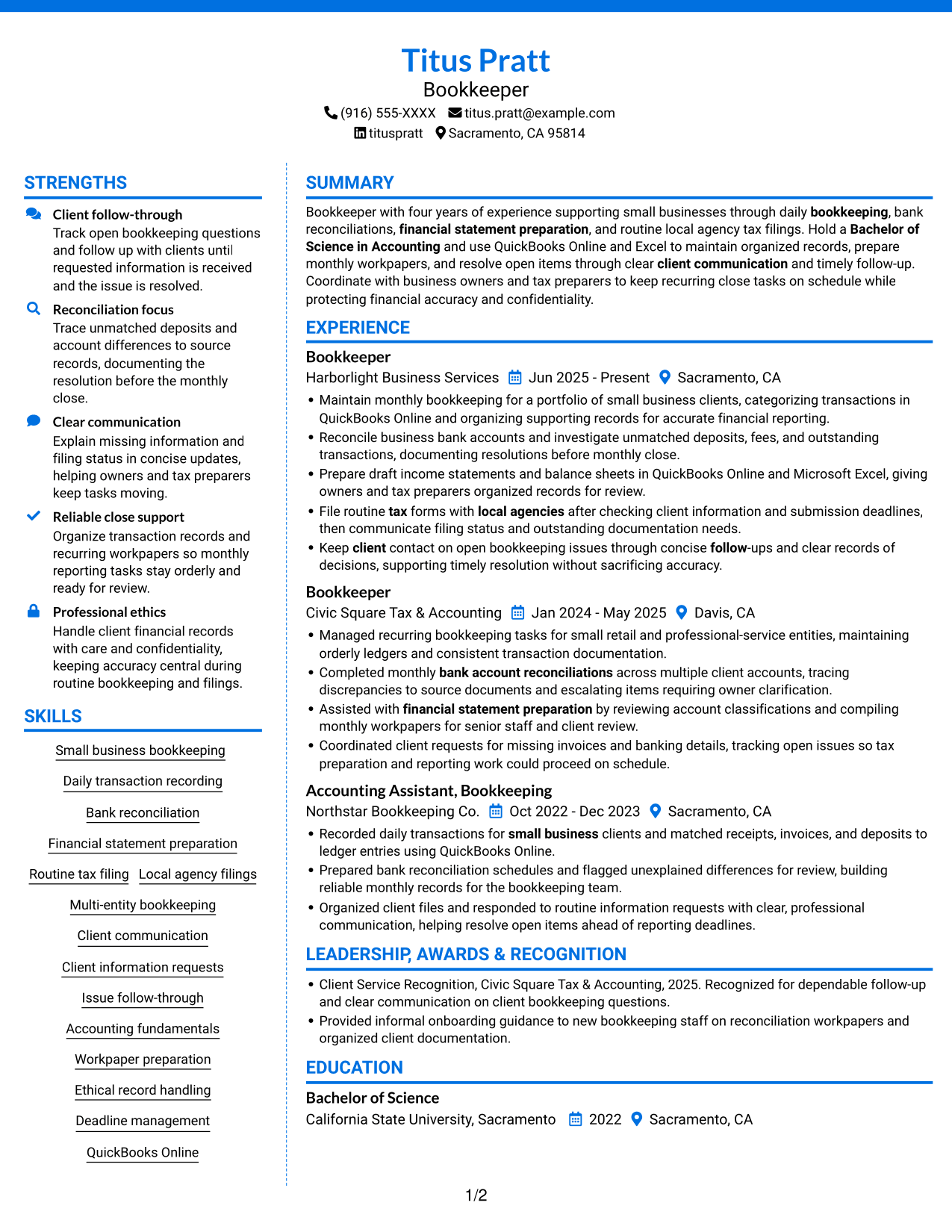 Resume example — page 1