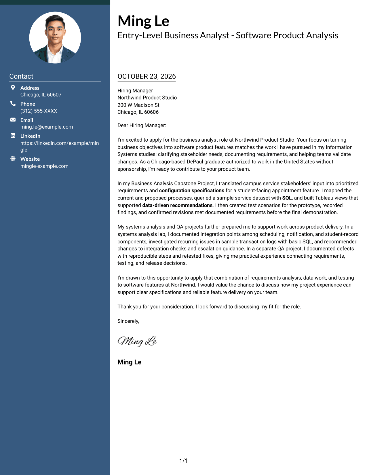 Cover letter example — page 1