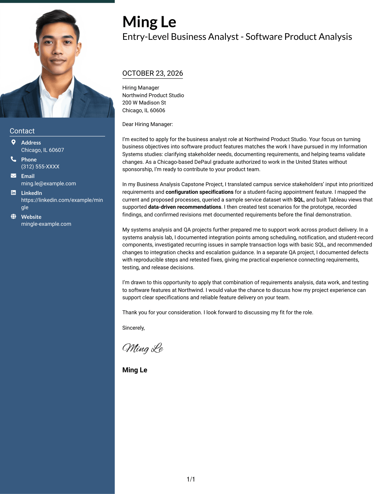 Cover letter example — page 1
