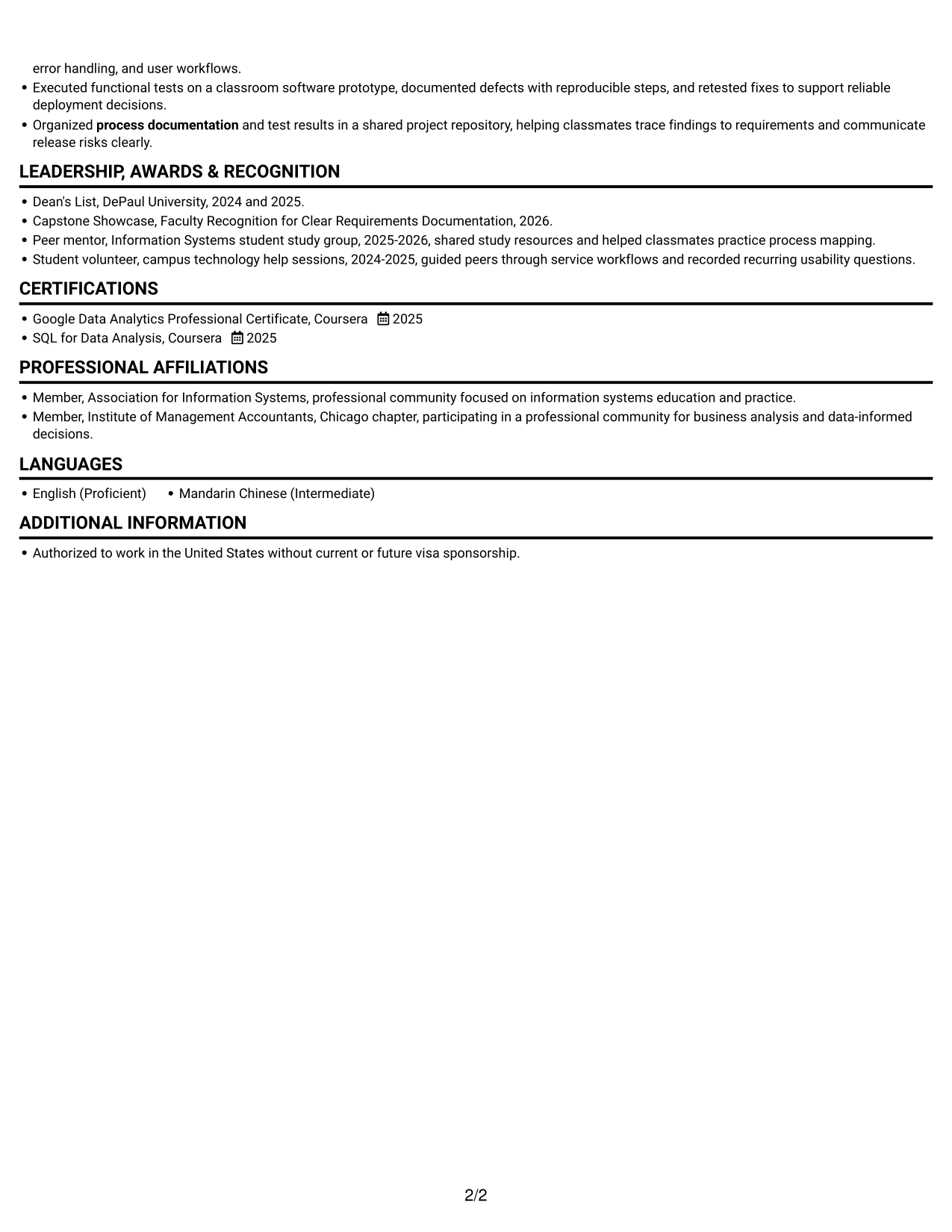 Resume example — page 2