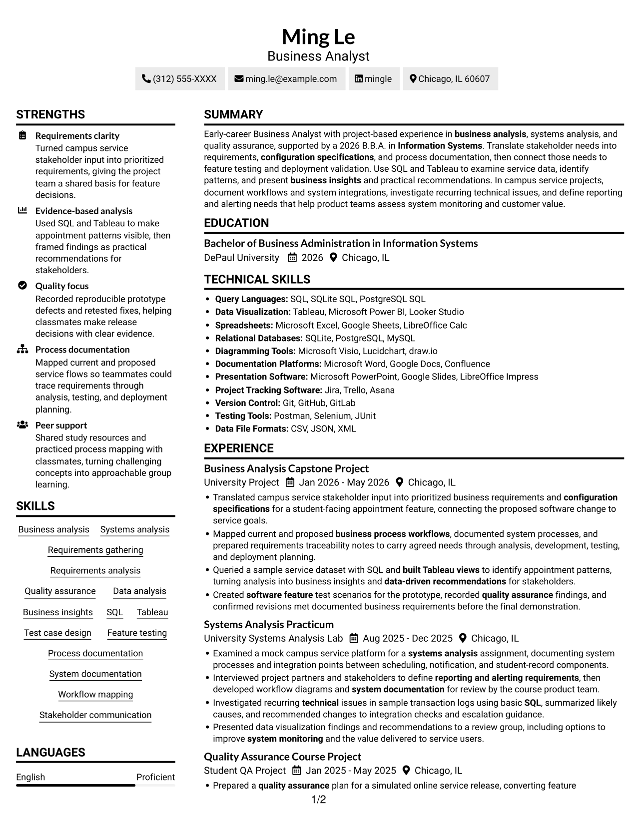 Resume example — page 1