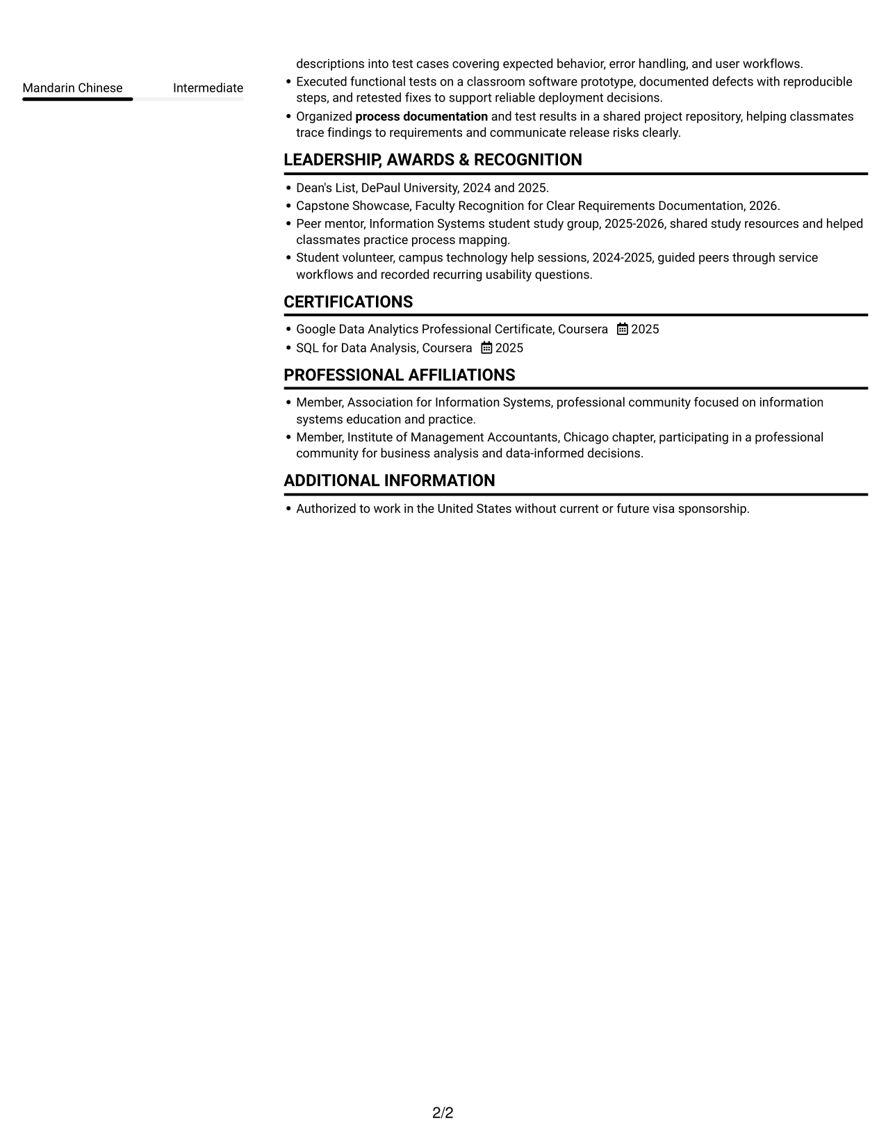 Resume example — page 2