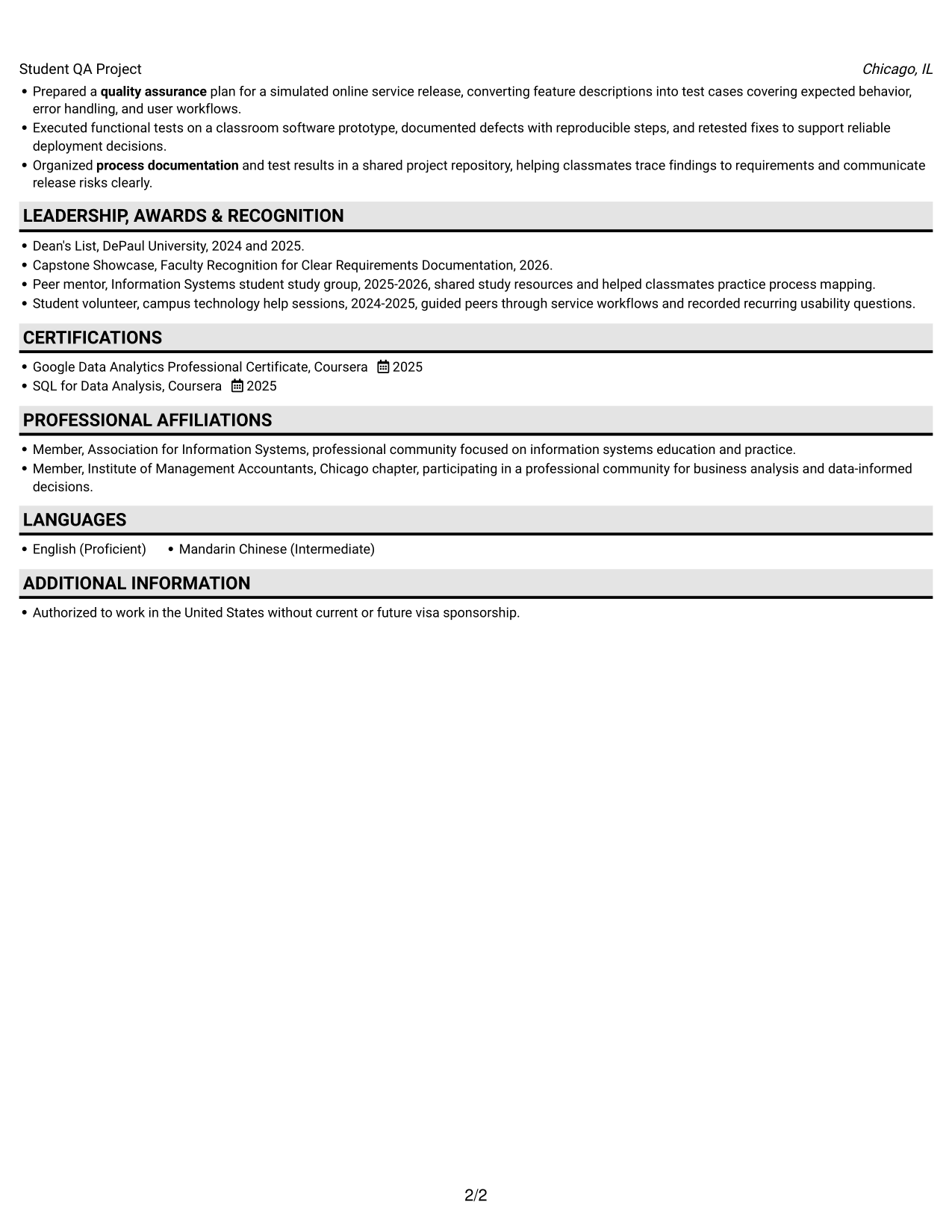 Resume example — page 2