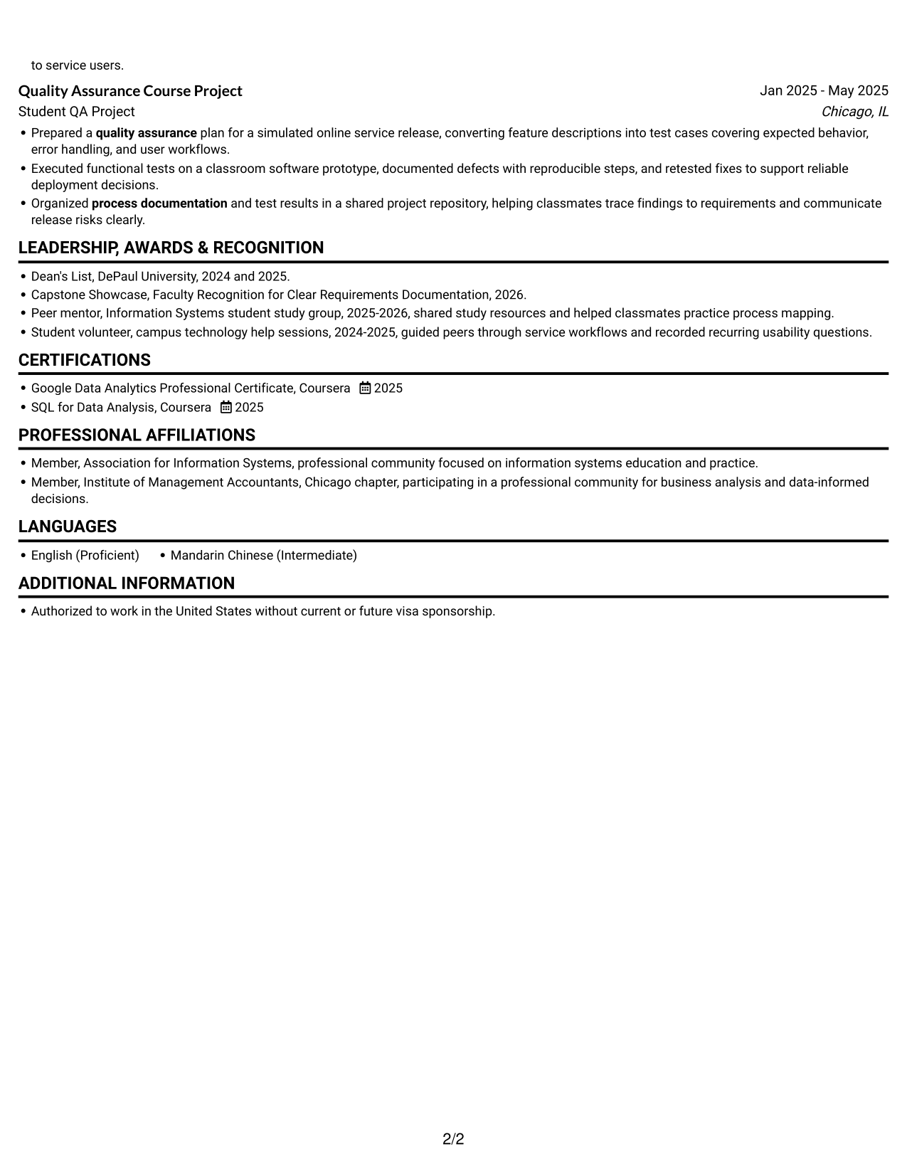 Resume example — page 2