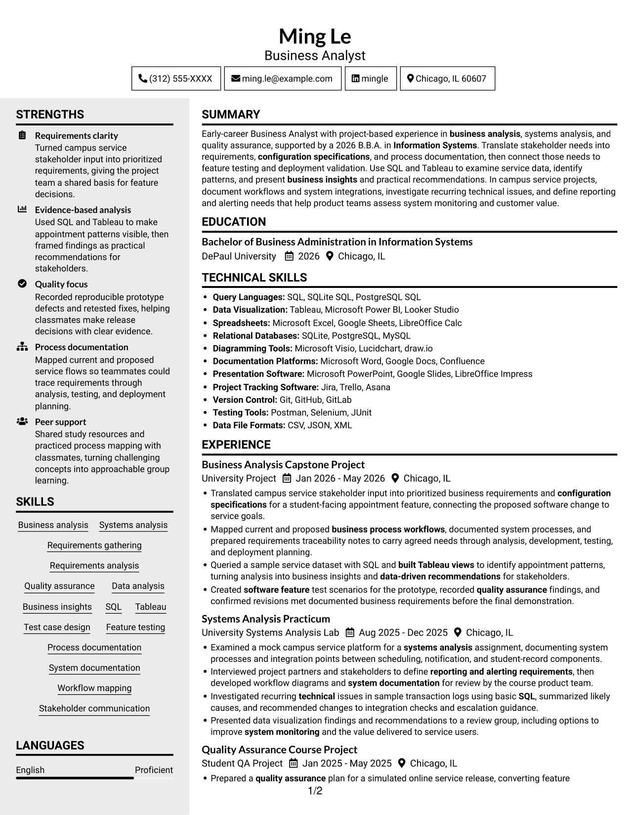 Resume example — page 1