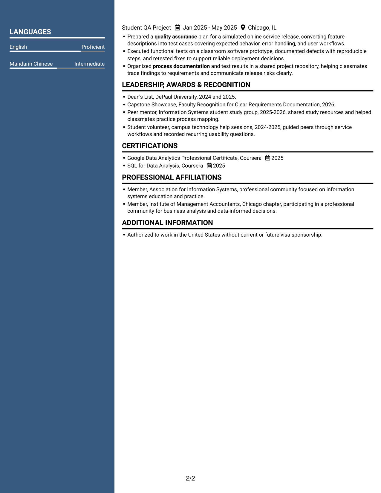 Resume example — page 2
