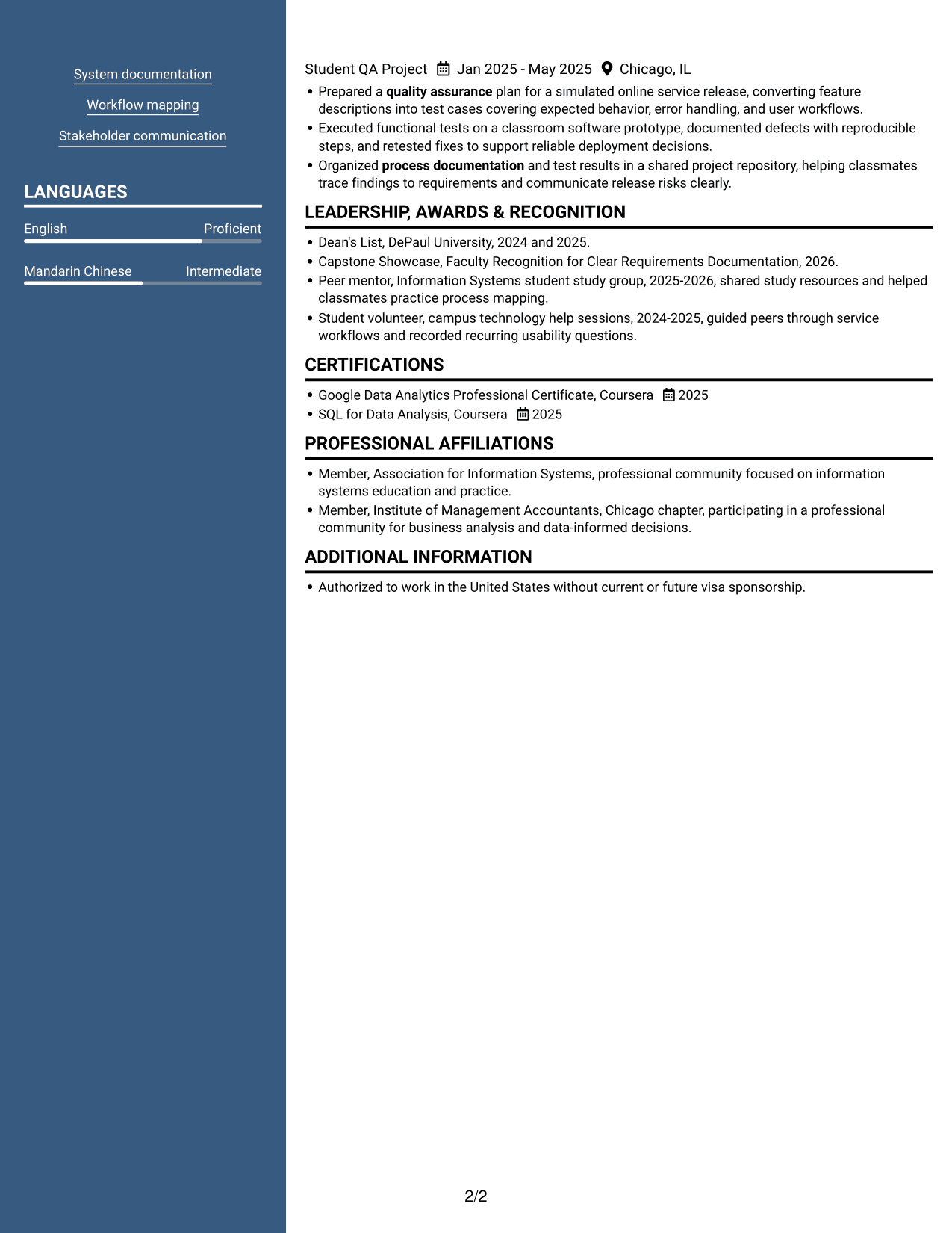Resume example — page 2