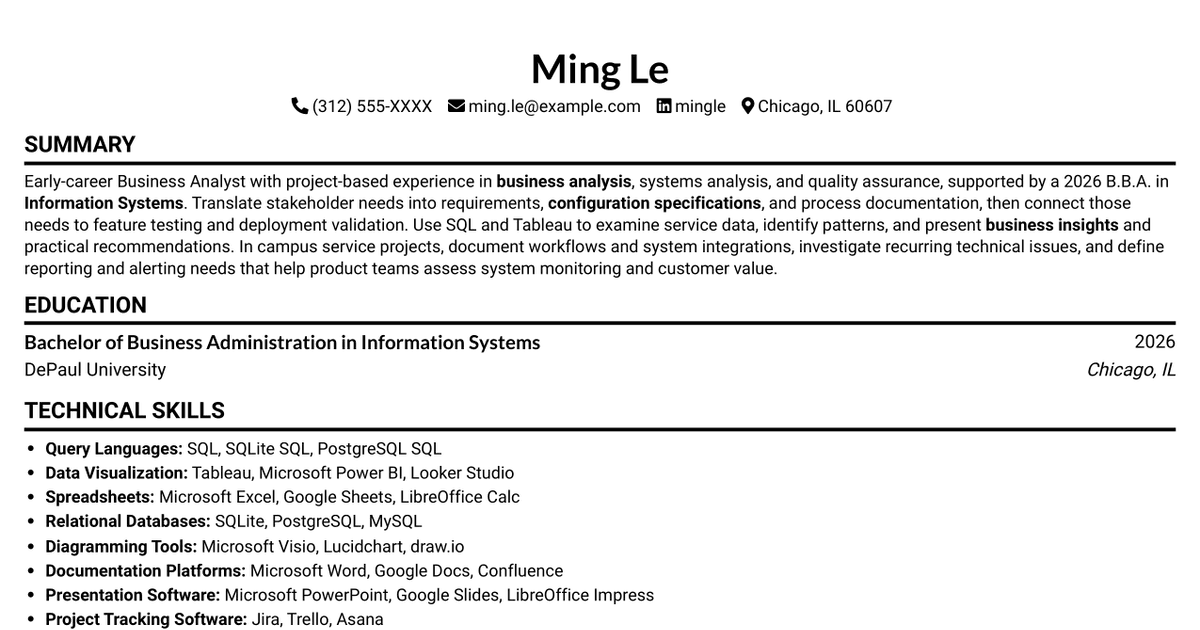 7 Entry-Level Business Analyst - Software Product Analysis Resume Templates with Example