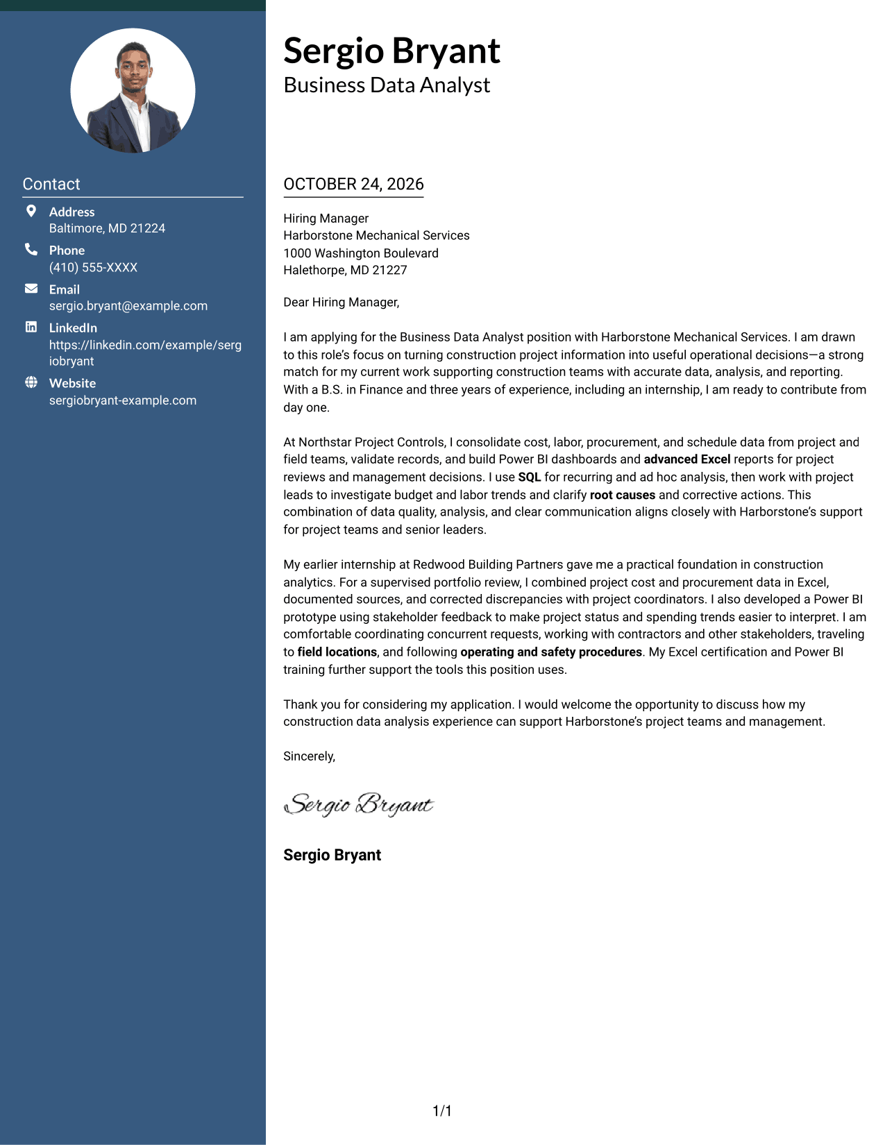 Cover letter example — page 1
