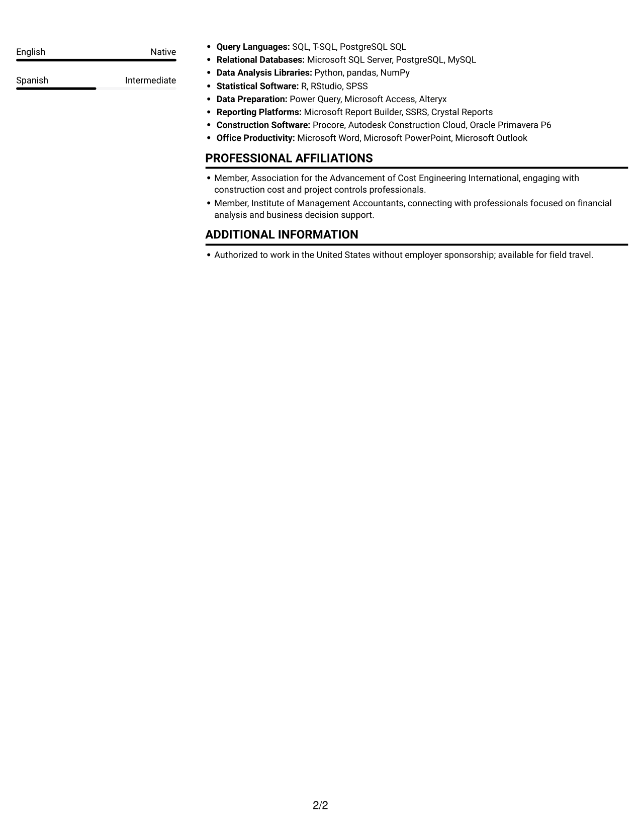 Resume example — page 2