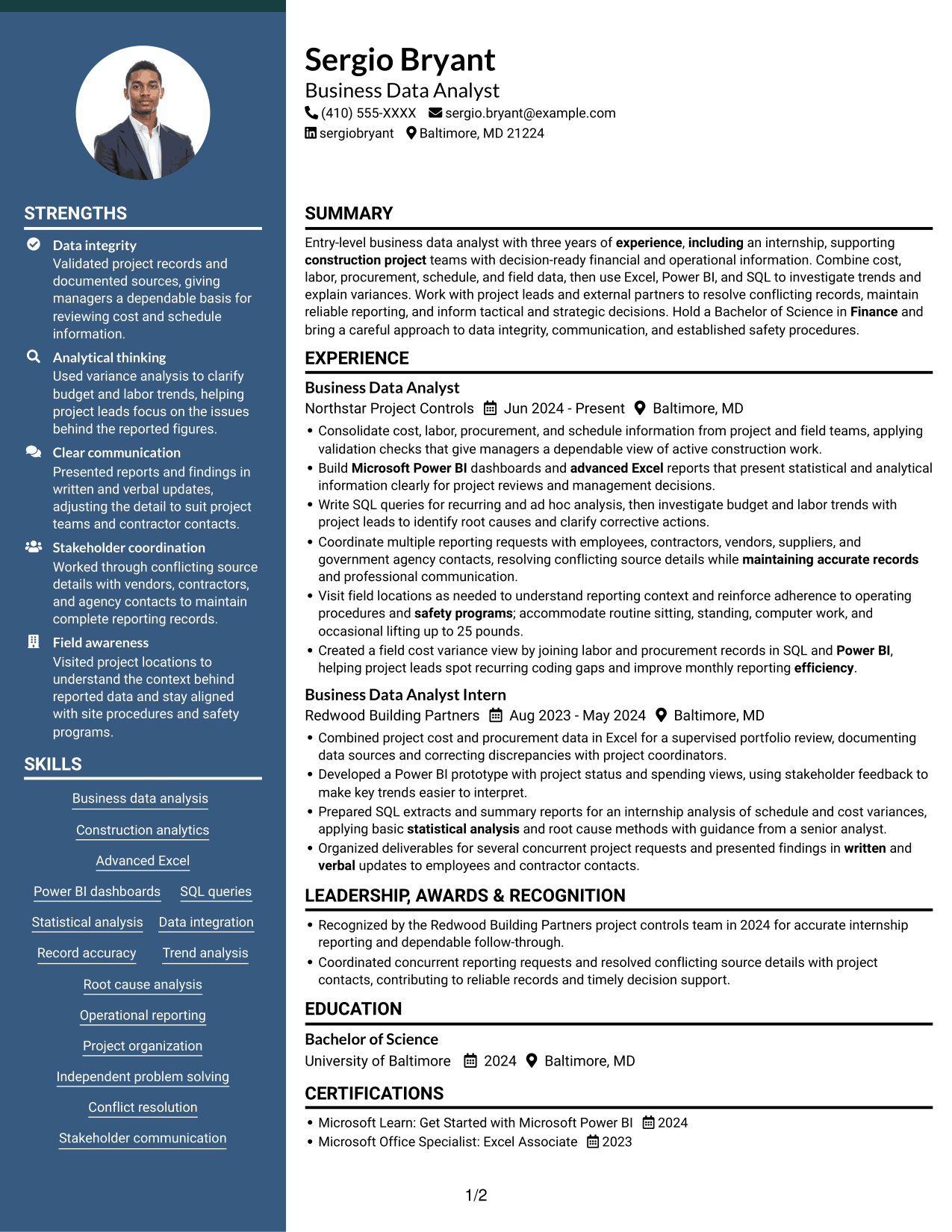 Resume example — page 1
