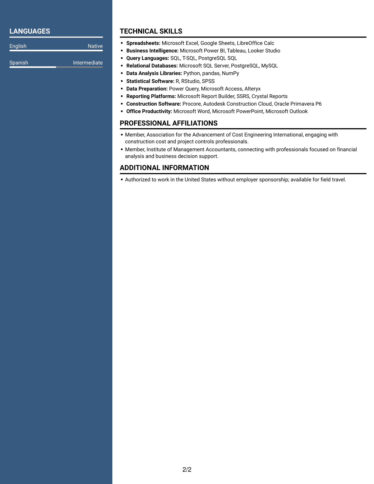 Resume example — page 2