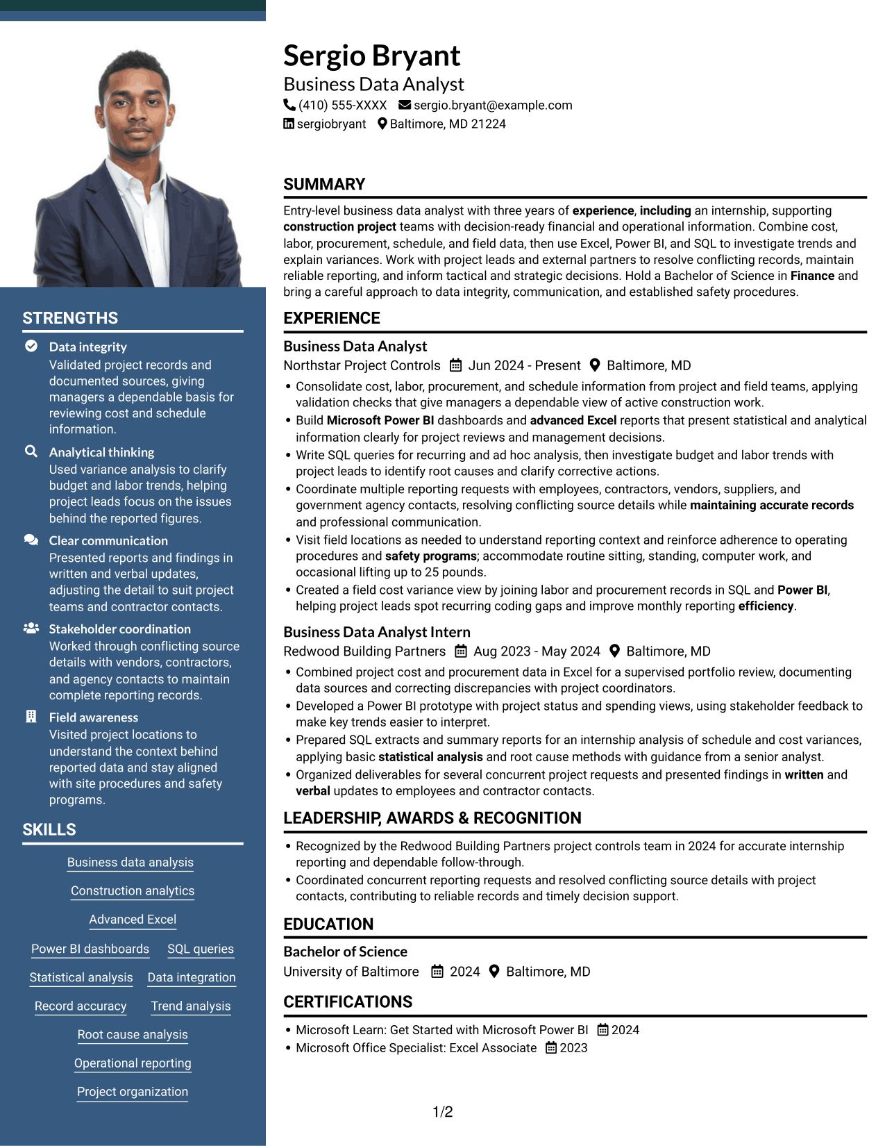 Resume example — page 1