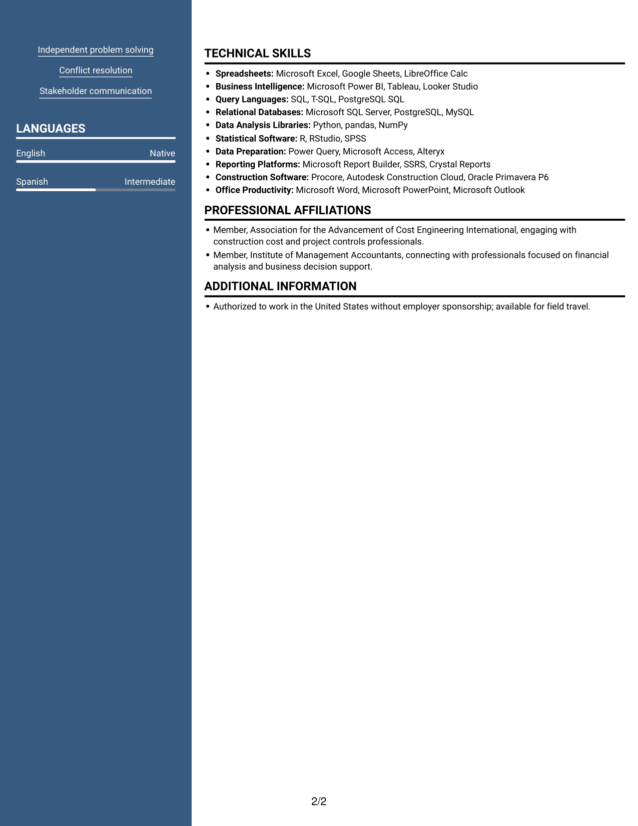 Resume example — page 2