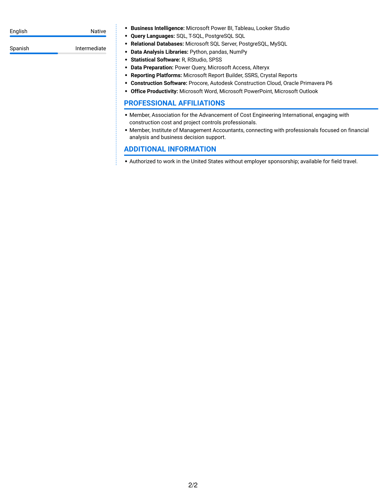 Resume example — page 2