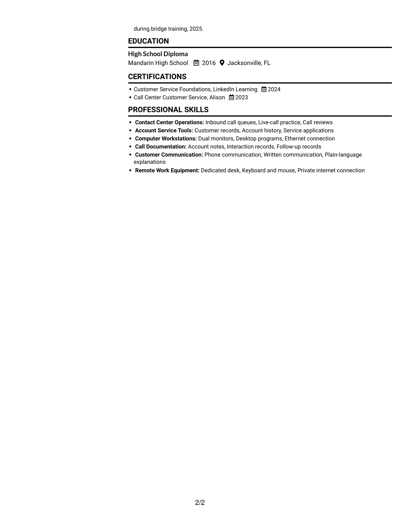 Resume example — page 2
