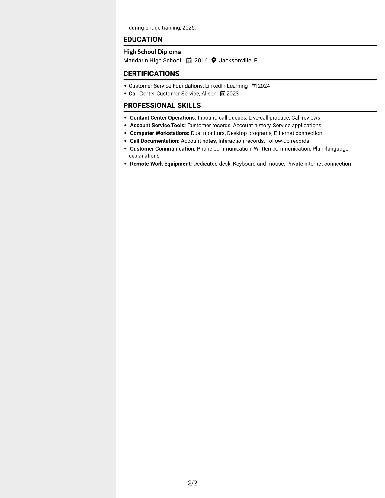 Resume example — page 2
